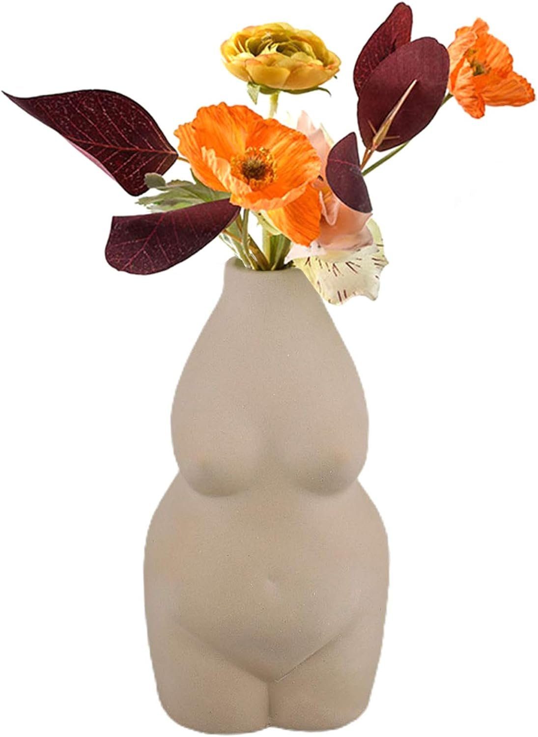 Kunst Körper Deko Design,Keramik Weiblich Vase Grau Blumentopf Dekovase Jormftte Statue,für
