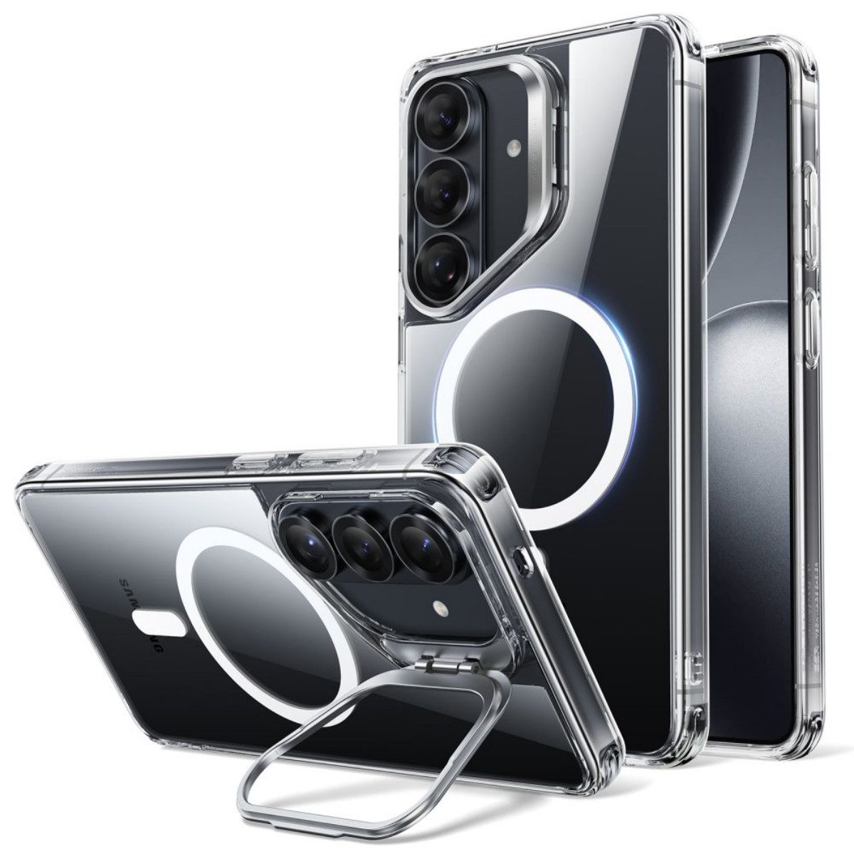 ESR Handyhülle Classic Hybrid Kickstand Hülle für Samsung Galaxy S26+ Transparent 6,7 Zoll, Air-Guard Ecken dämpfen Aufschläge besonders effektiv