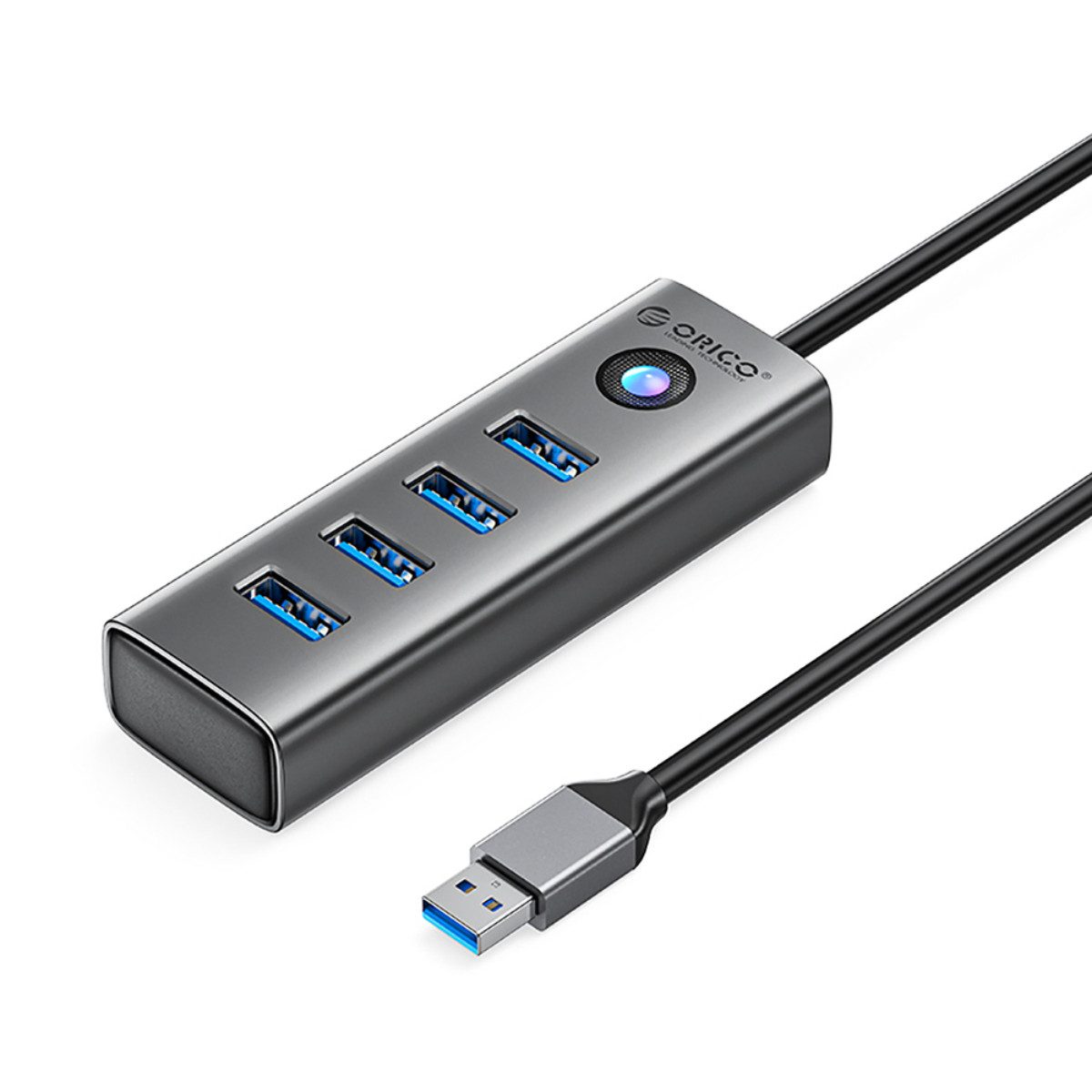 ORICO PDD4U-U3 Hub USB-Adapter USB-A zu USB-A, 4-fach USB 3.0 Hub im Aluminiumgehäuse