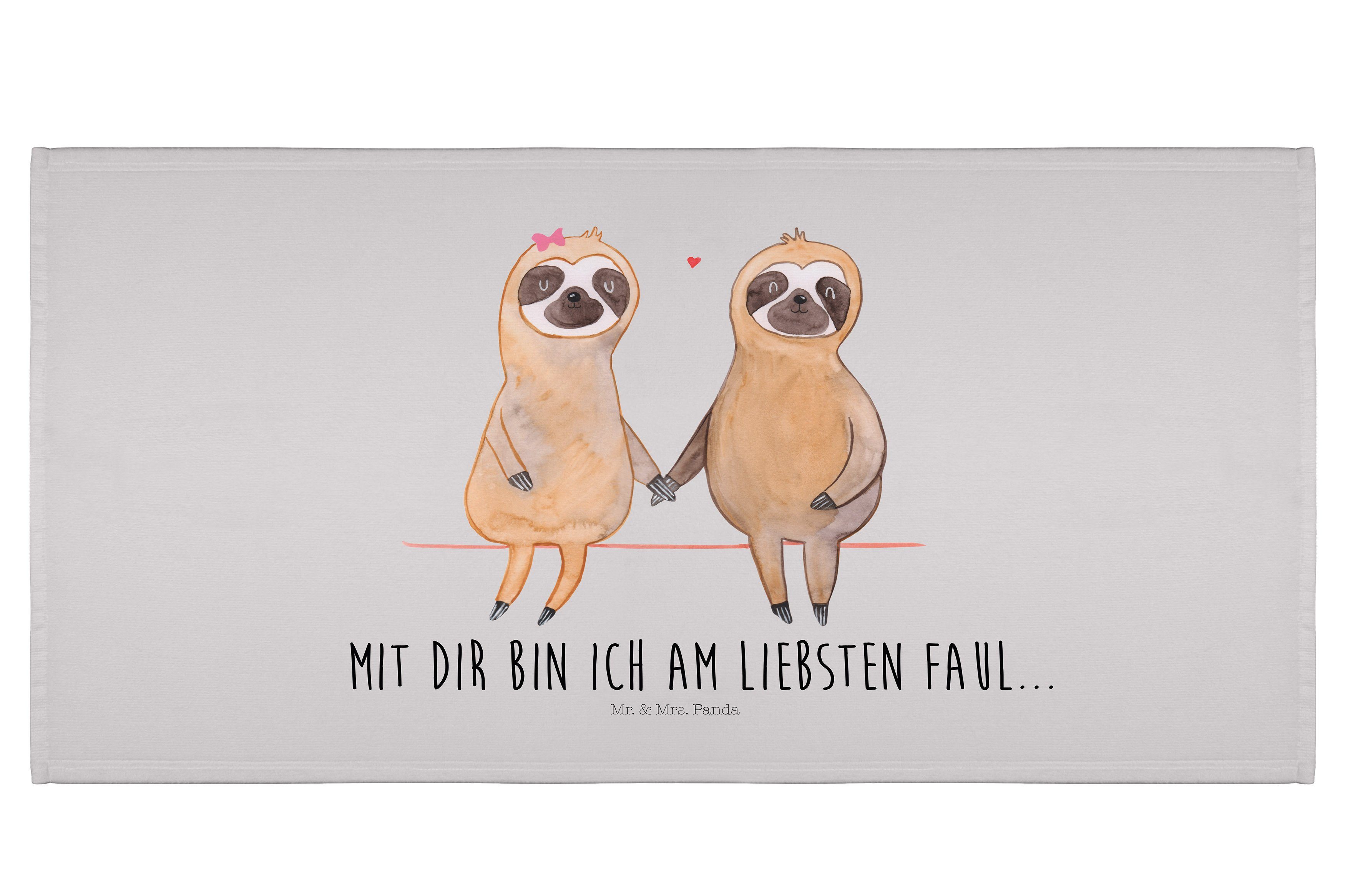 Mr. & Mrs. Panda Handtuch Faultier Pärchen, Handtuch, Grau Pastell, reisehandtücher, Liebe, han, Kunstfaser (Packung, 1-St)