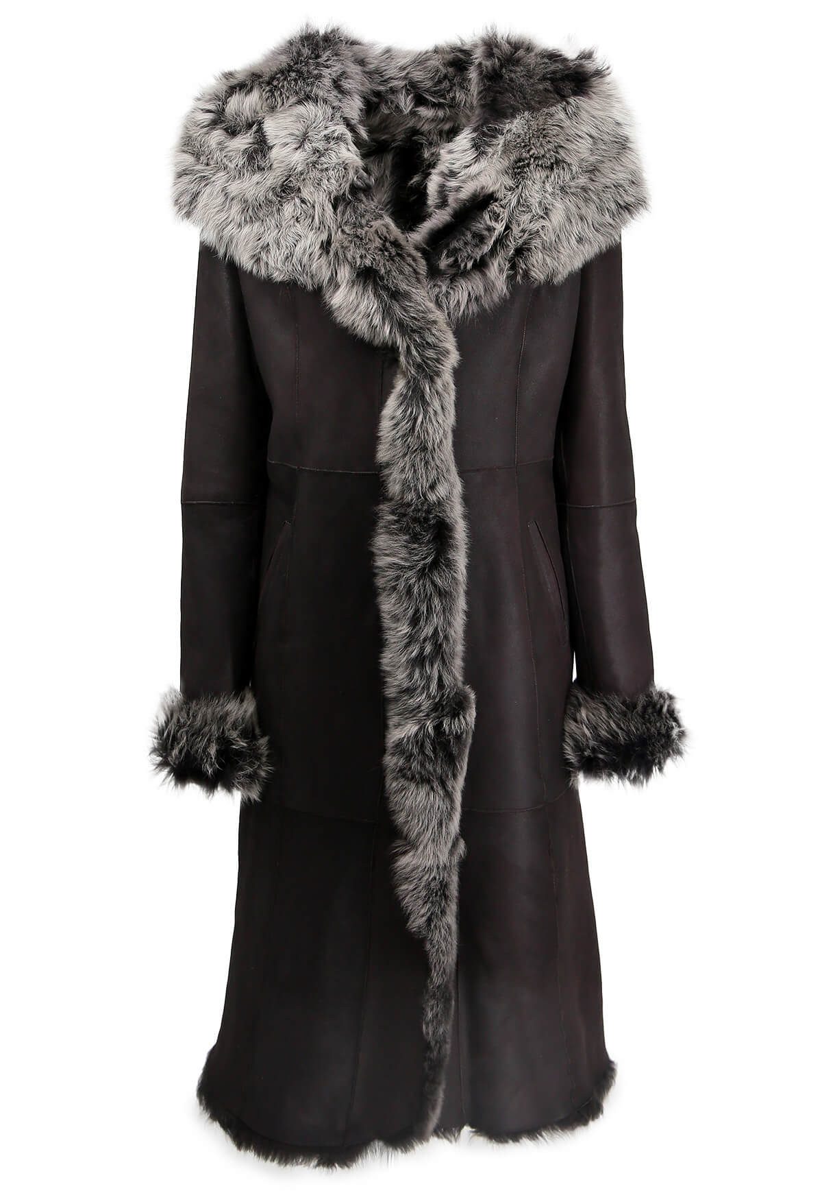 Hollert Wintermantel Toscana Lammfellmantel Charlene Schwarz Wintermantel