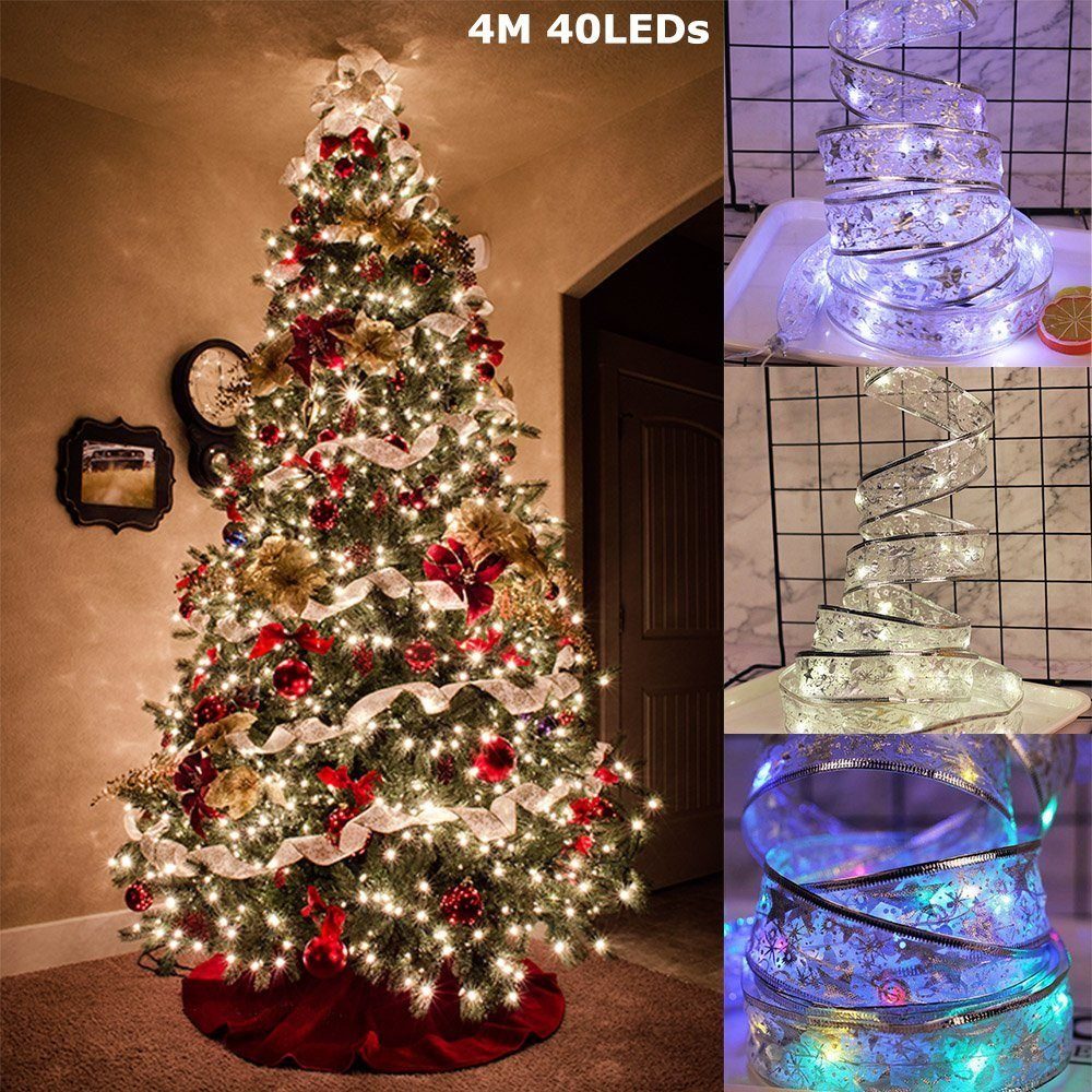 LED-Lichterkette,LED Laybasic Weihnachtslichter,LED Band Dekolicht, 4M,Wasserdicht,Kupferdraht,Weihnachtsbaum,Weihnachtsdekoration Lichterkette Weiß