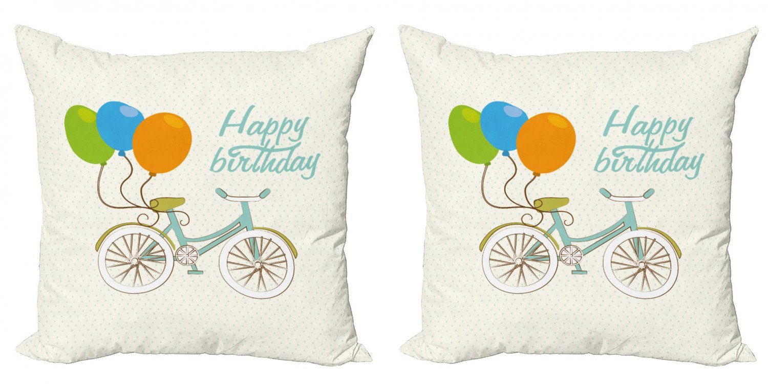 Kissenbezüge Modern Accent Doppelseitiger Digitaldruck, Abakuhaus (2 Stück), Bike-Party Geburtstag Fahrrad-Motiv