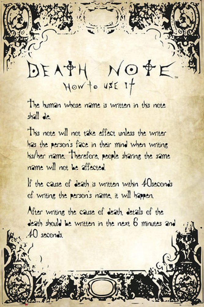 Poster Death Note - Плакат - Rules