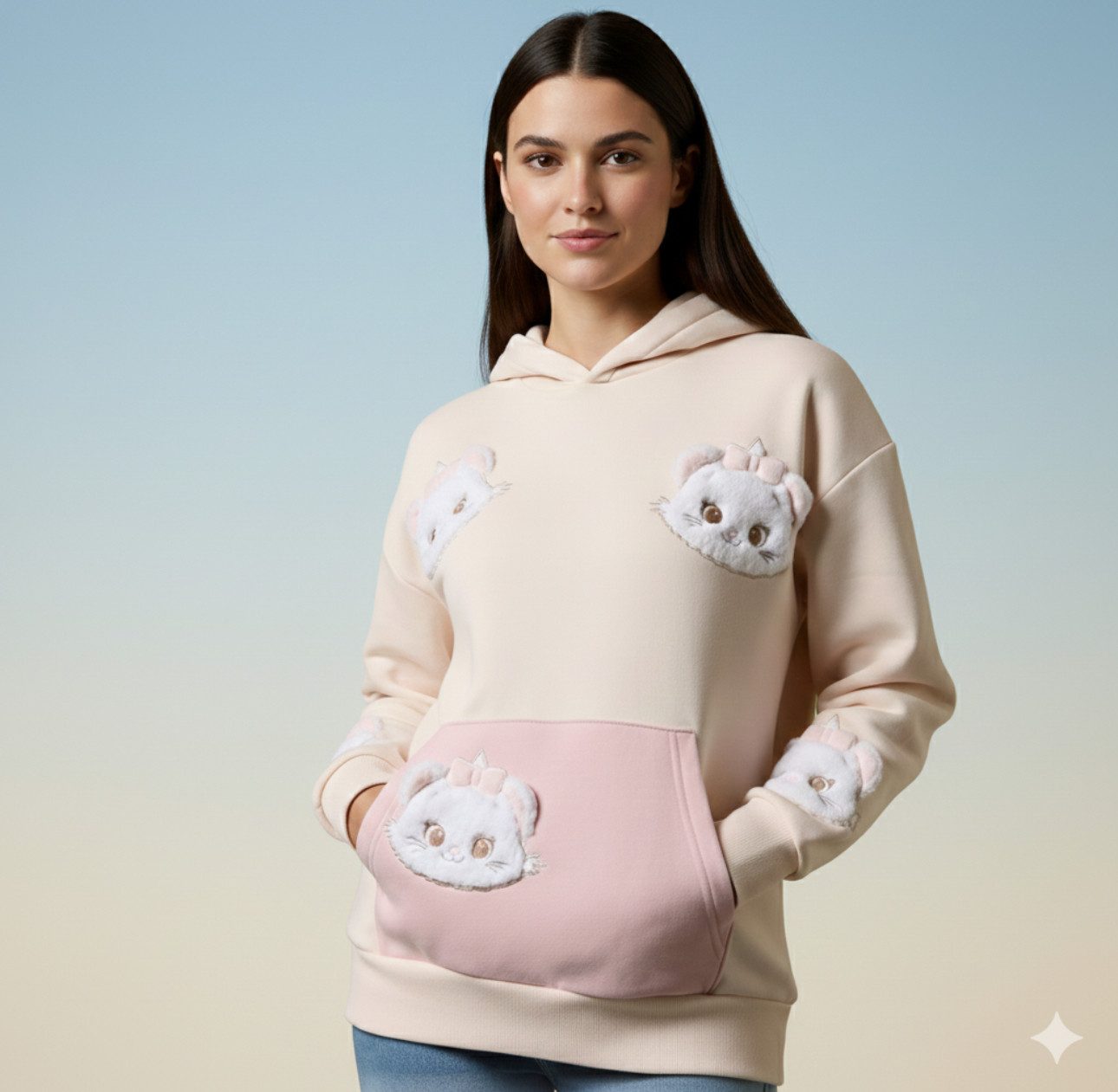 Disney Kapuzenpullover Aristocats Marie 3D Kuscheltier Kapuzenpullover Erwachsene Disneyland