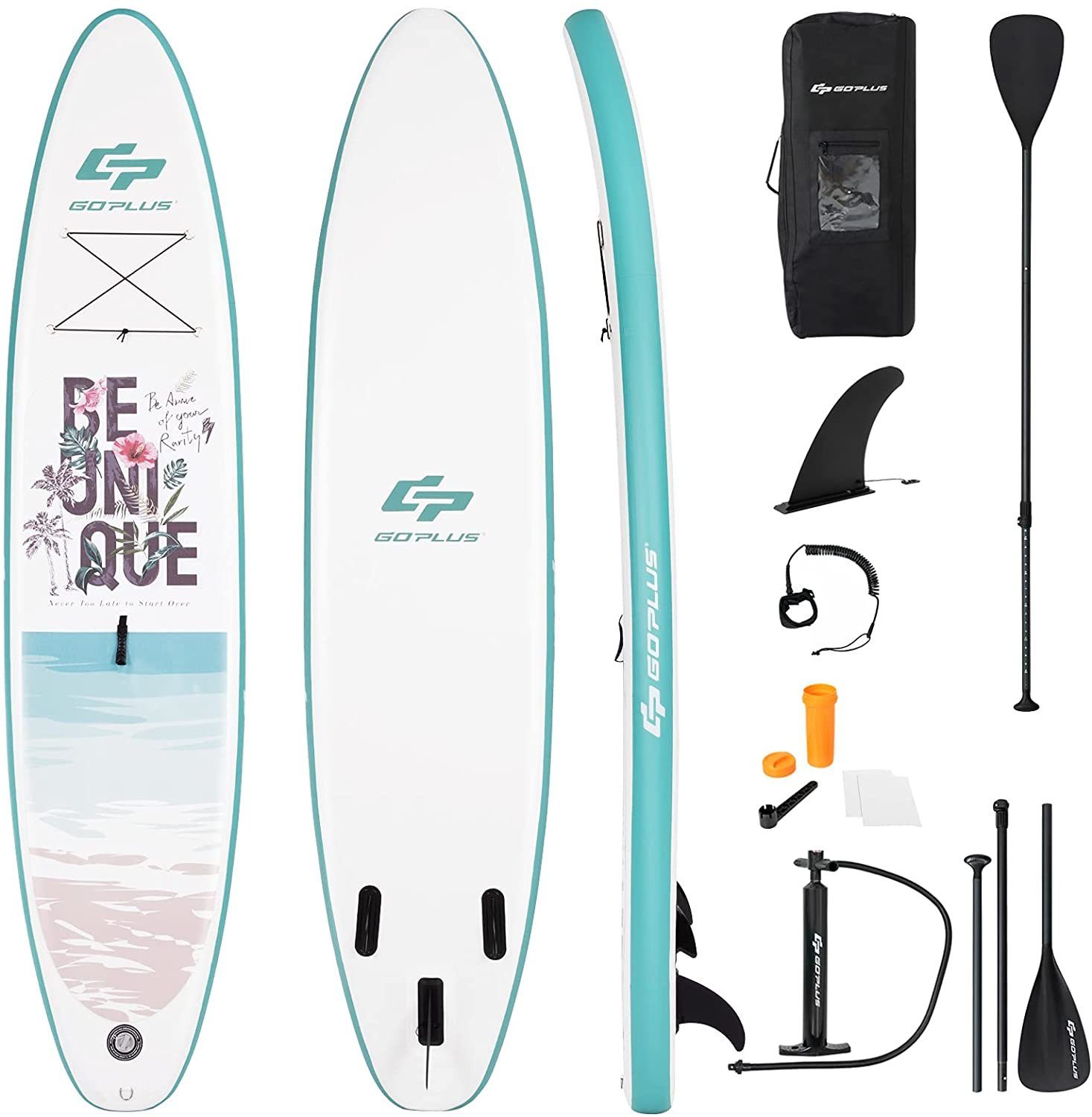 bis Board, Stand SUP-Board COSTWAY grün 150kg und Paddling Up weiß