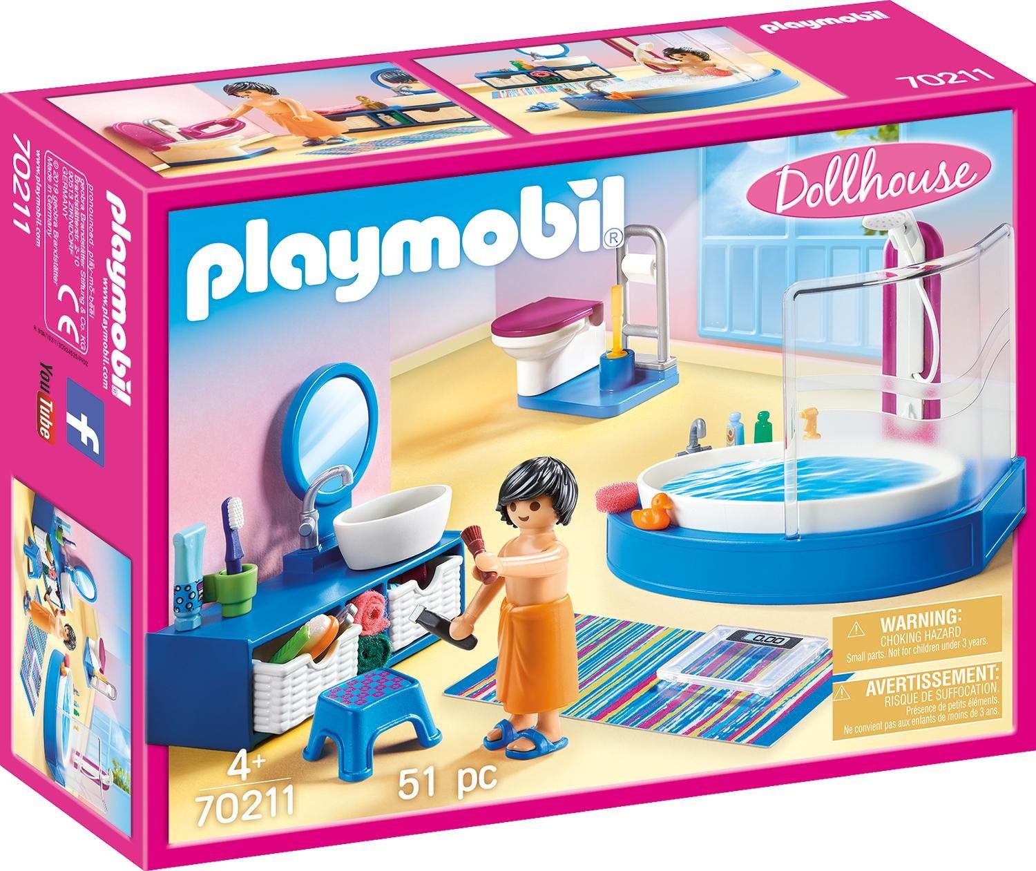 Playmobil® Konstruktions-Spielset Badezimmer (70211), Dollhouse, (51 St), Made in Germany