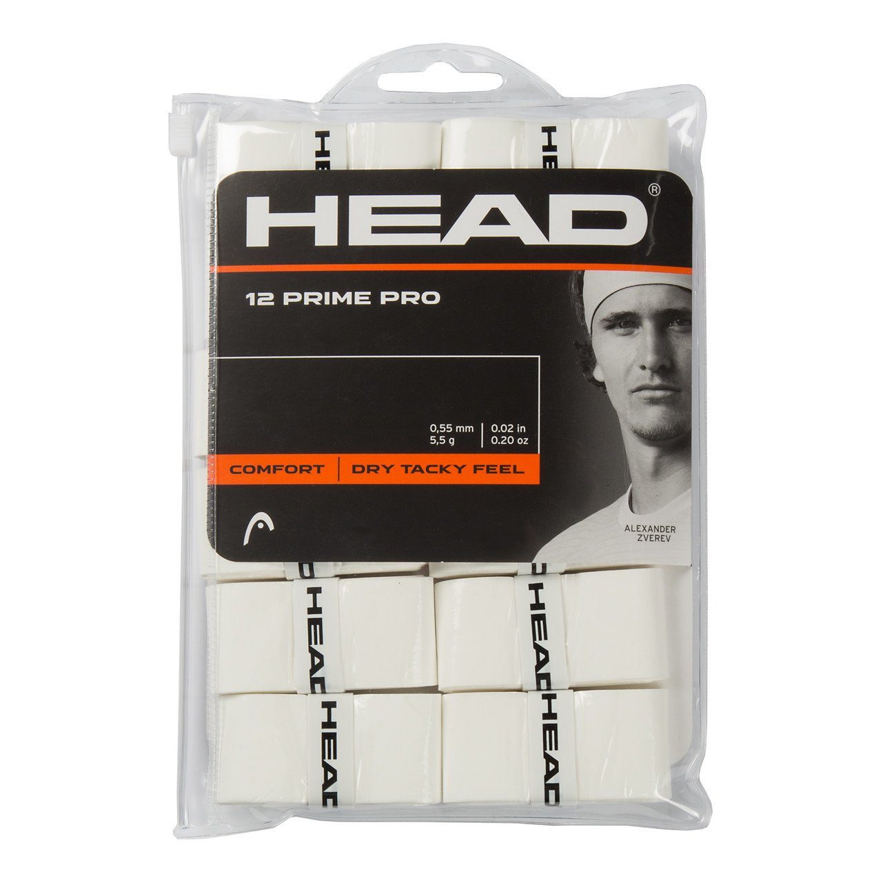 Head Griffband Overgrip Prime Pro 0.55mm weiss 12er Clip-Beutel