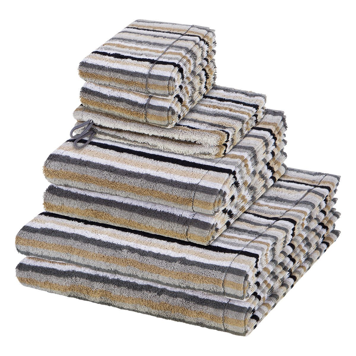 Cawö Handtuch Set Lifestyle, Walkfrottee (Spar-Set, 8-St), 2 X Wasch- 2 X Gäste- 2 X Dusch- 2 X Handtuch im Set - Baumwolle