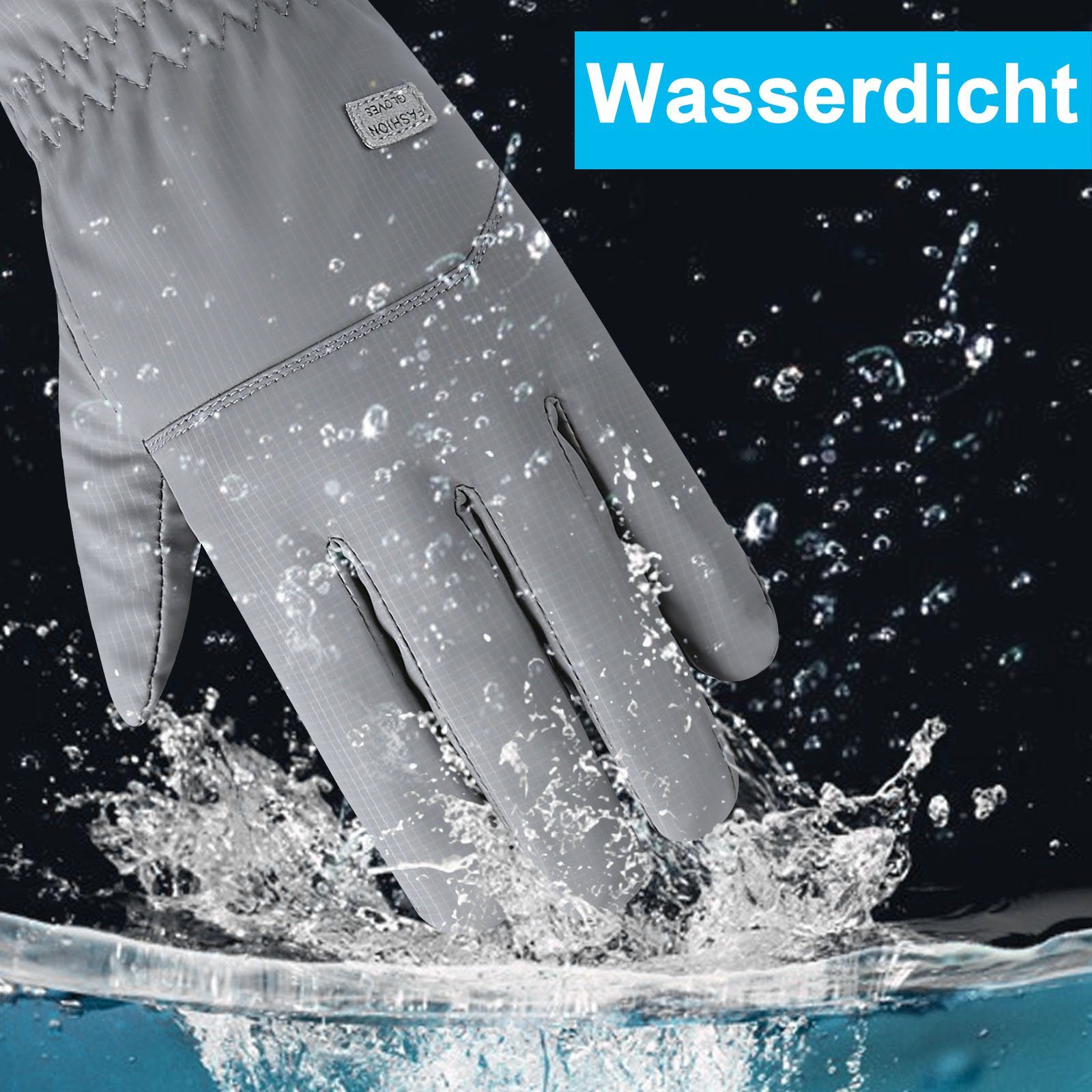 Touchscreen Winddicht Wasserdichte Skihandschuhe Wasserdich Winterhandschuhe,Damen rutschfest BTTO und Skihandschuhe, Blau Fahrradhandschuhe Handschuhe