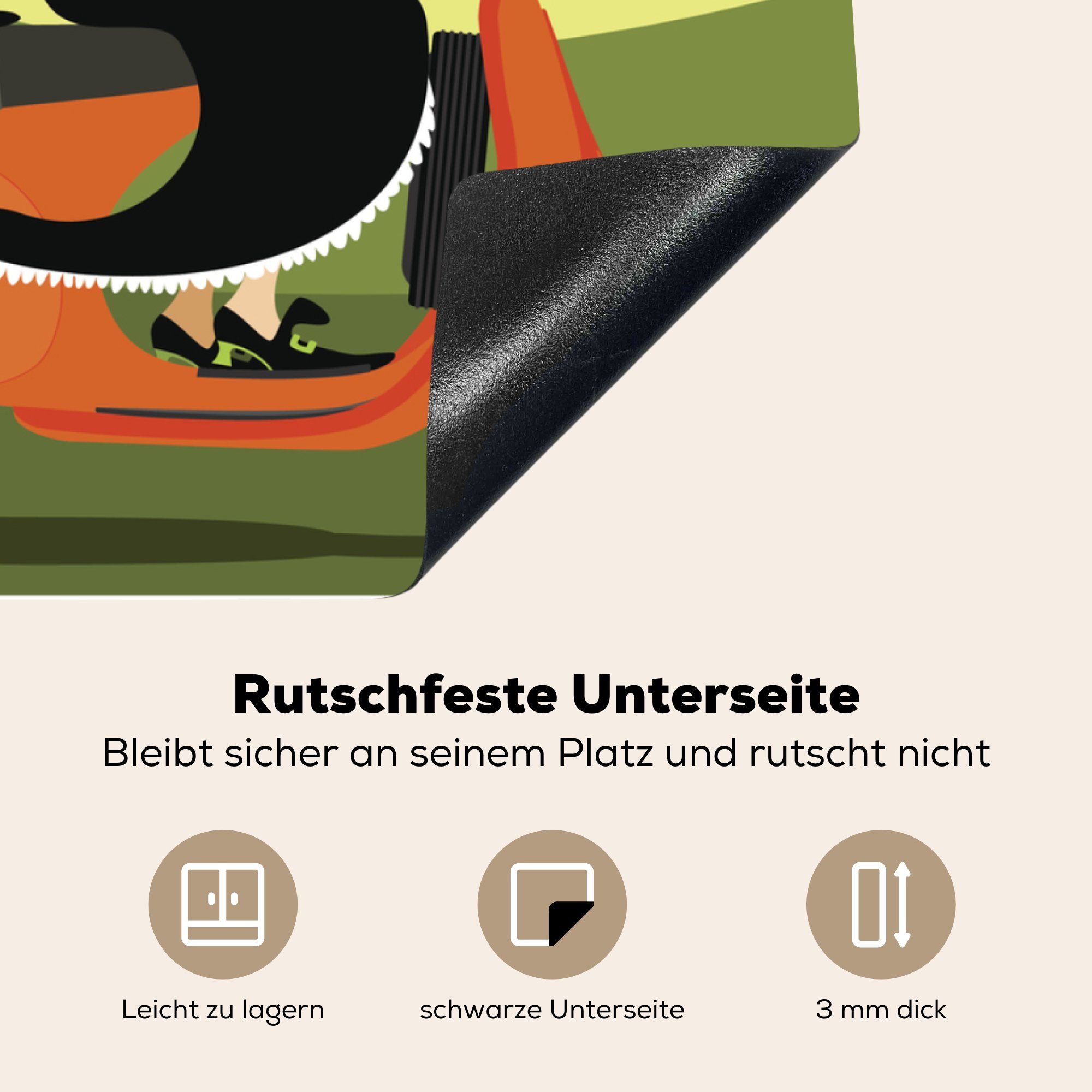 küche für Vespa, Arbeitsplatte cm, Ceranfeldabdeckung, Vinyl, auf einer 78x78 Illustration MuchoWow tlg), (1 einer Herdblende-/Abdeckplatte Hexe