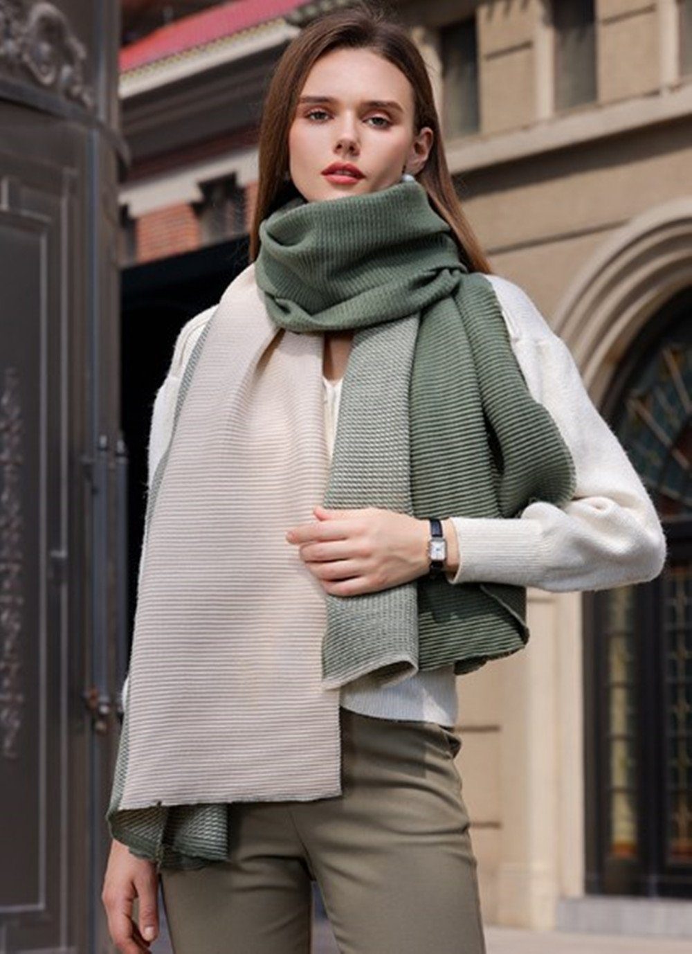 Geschenk Modeschal Schal,XL Frauen Poncho Damen in Linie,Damen green für Schal Winter feine zweiseitige Halstuch verschiedenen Qualität, Farben XDeer