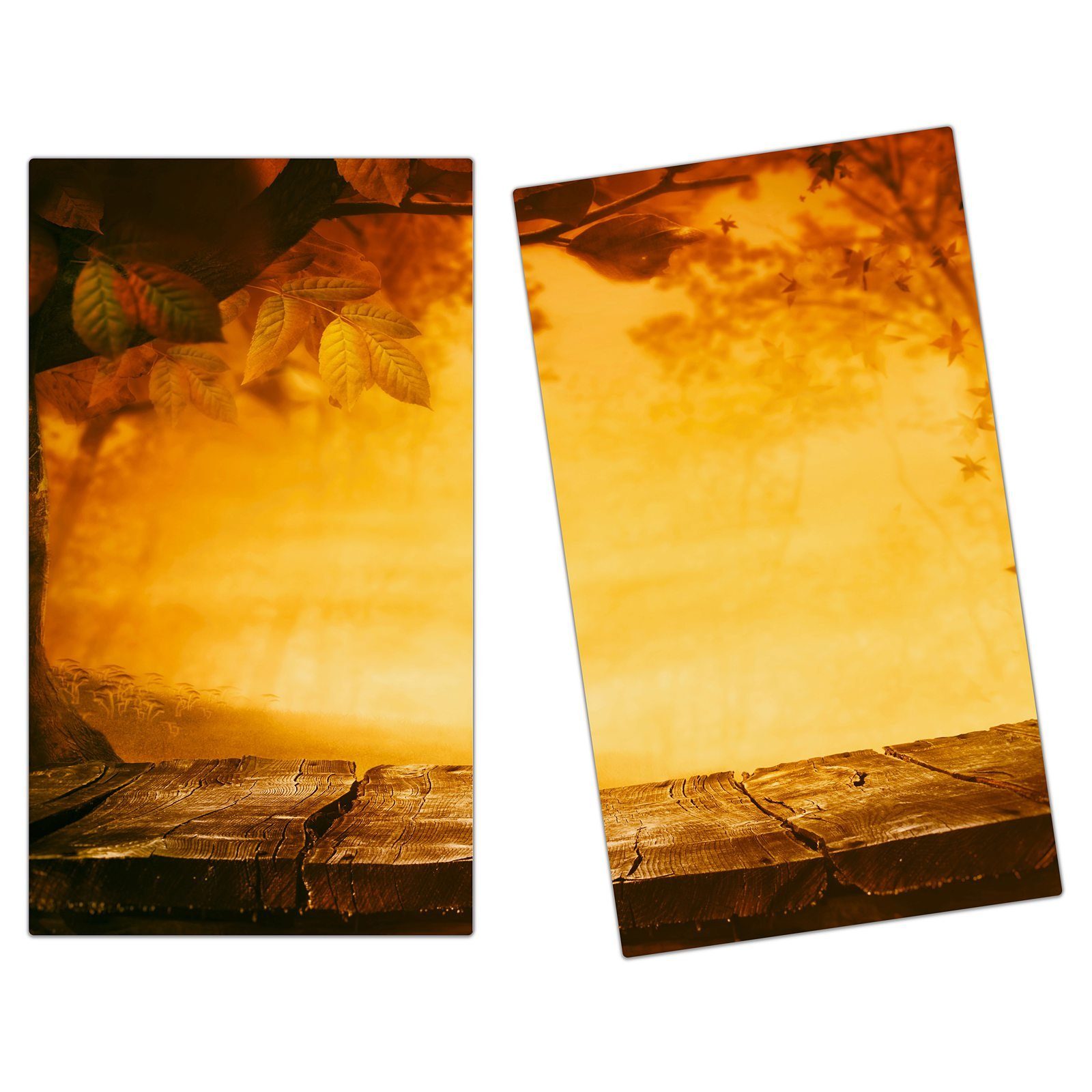 Primedeco Herd-Abdeckplatte Herdabdeckplatte Spritzschutz aus Glas Sonnenuntergang im Herbst, Glas, (2 tlg)
