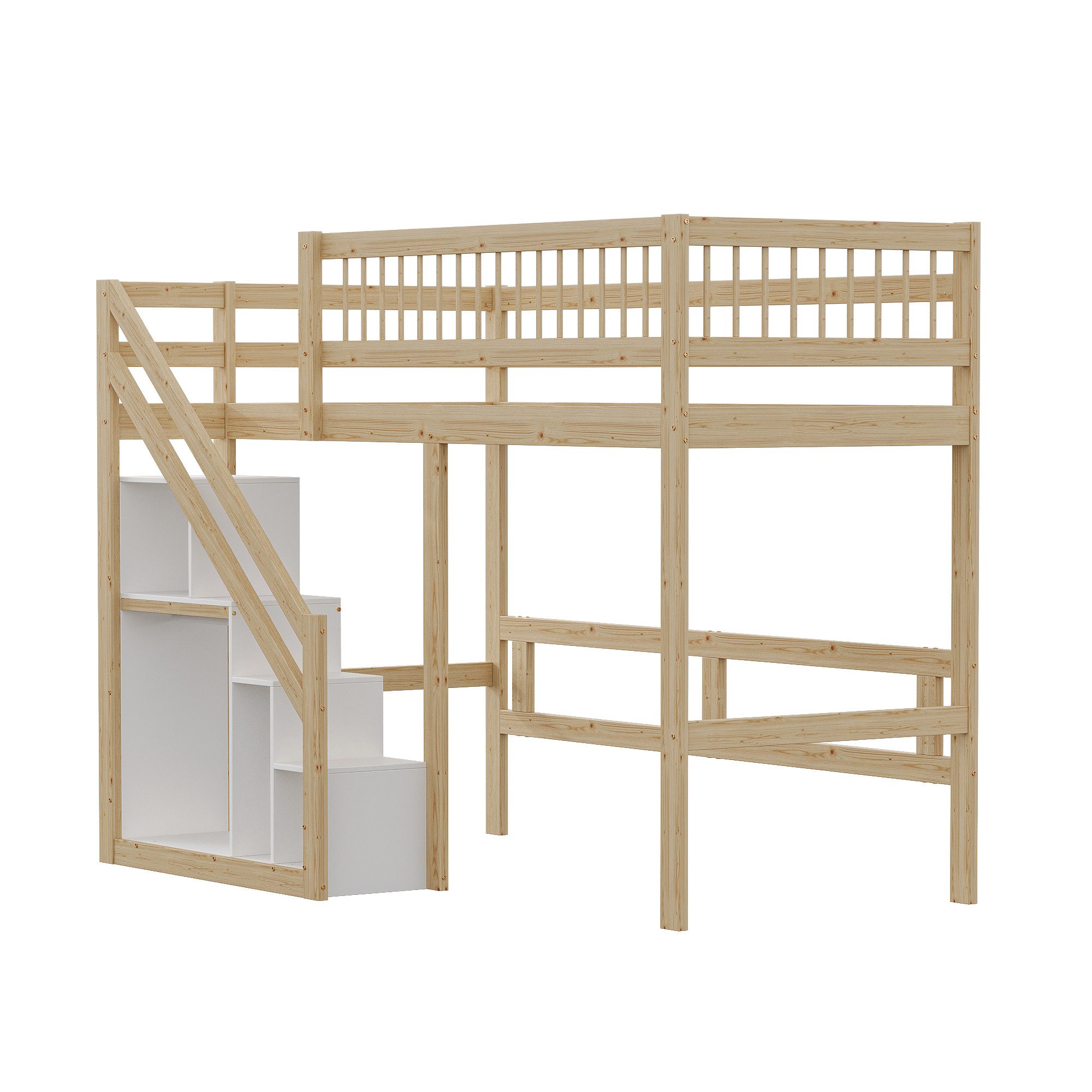 OKWISH Etagenbett Holzbett Kinderbett, Treppe mit günstig online kaufen