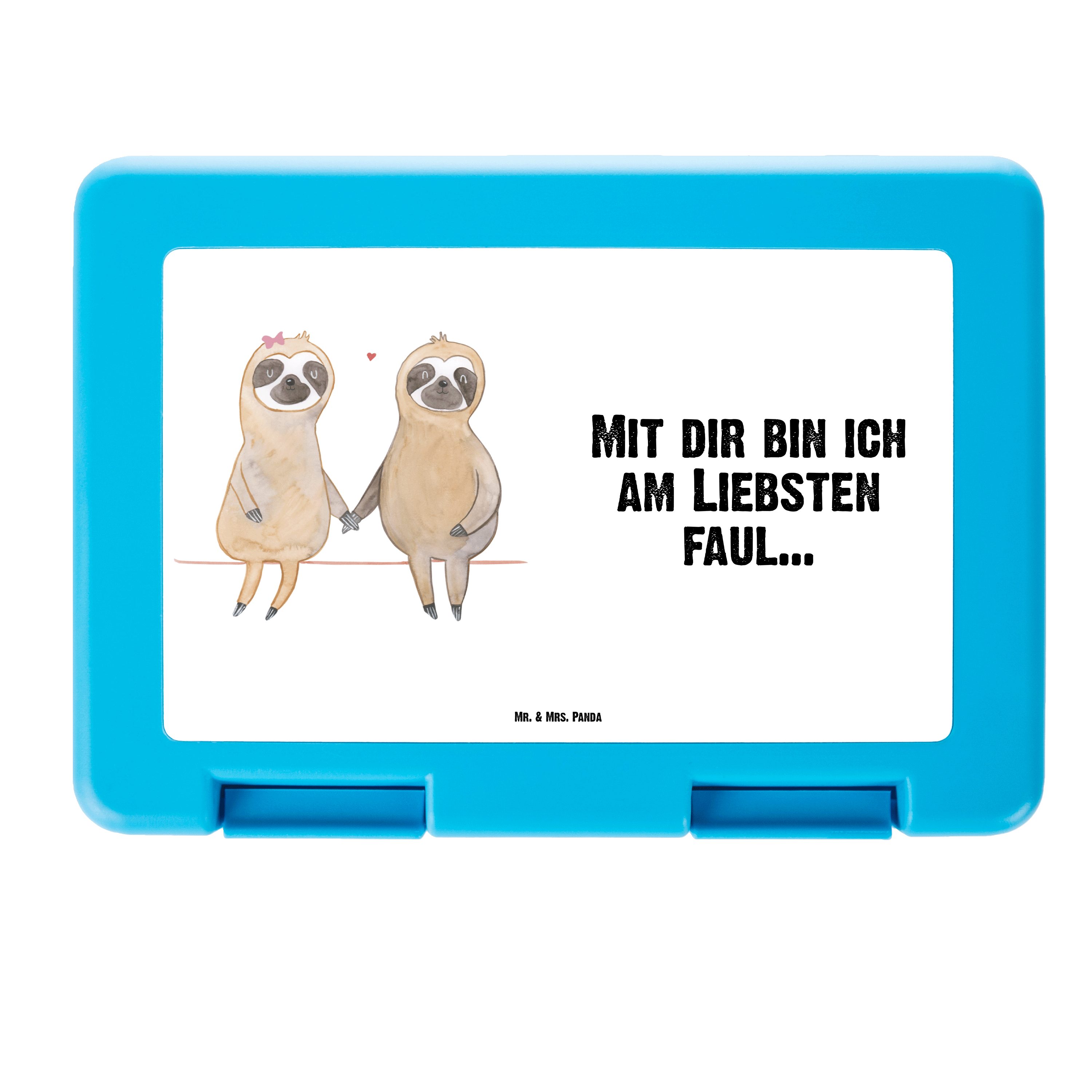 Mr. & Mrs. Panda Butterdose Faultier Pärchen - Weiß - Geschenk, Liebespaar, Lunch box, gemeinsam, Premium Kunststoff, (1-tlg), Luftlöcher