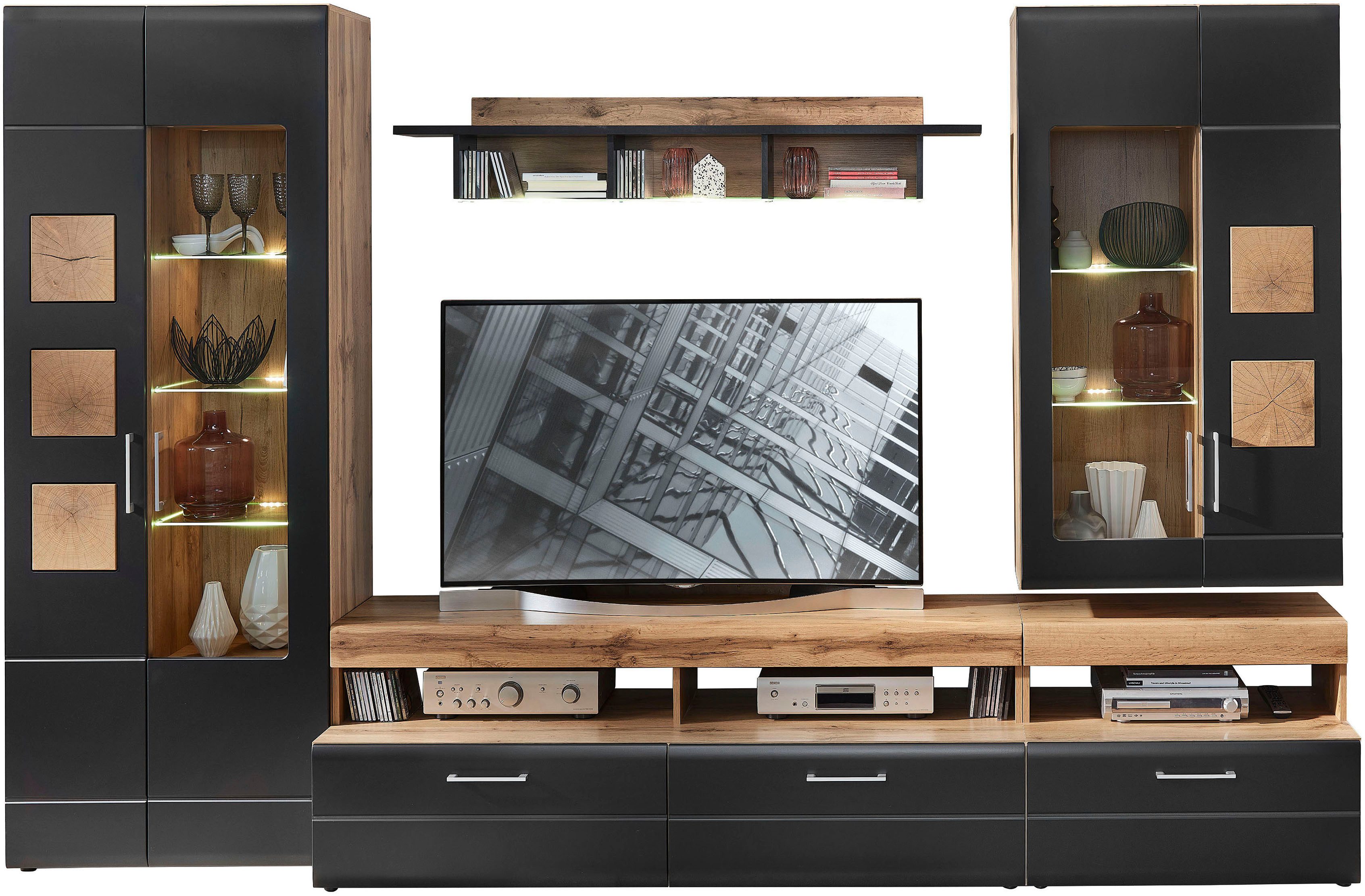 Innostyle Wohnwand Sonate, TOPSELLER!, (Komplett-Set, 5-St., Wohnwand, OTTOs Choice), inkl. LED-Beleuchtung