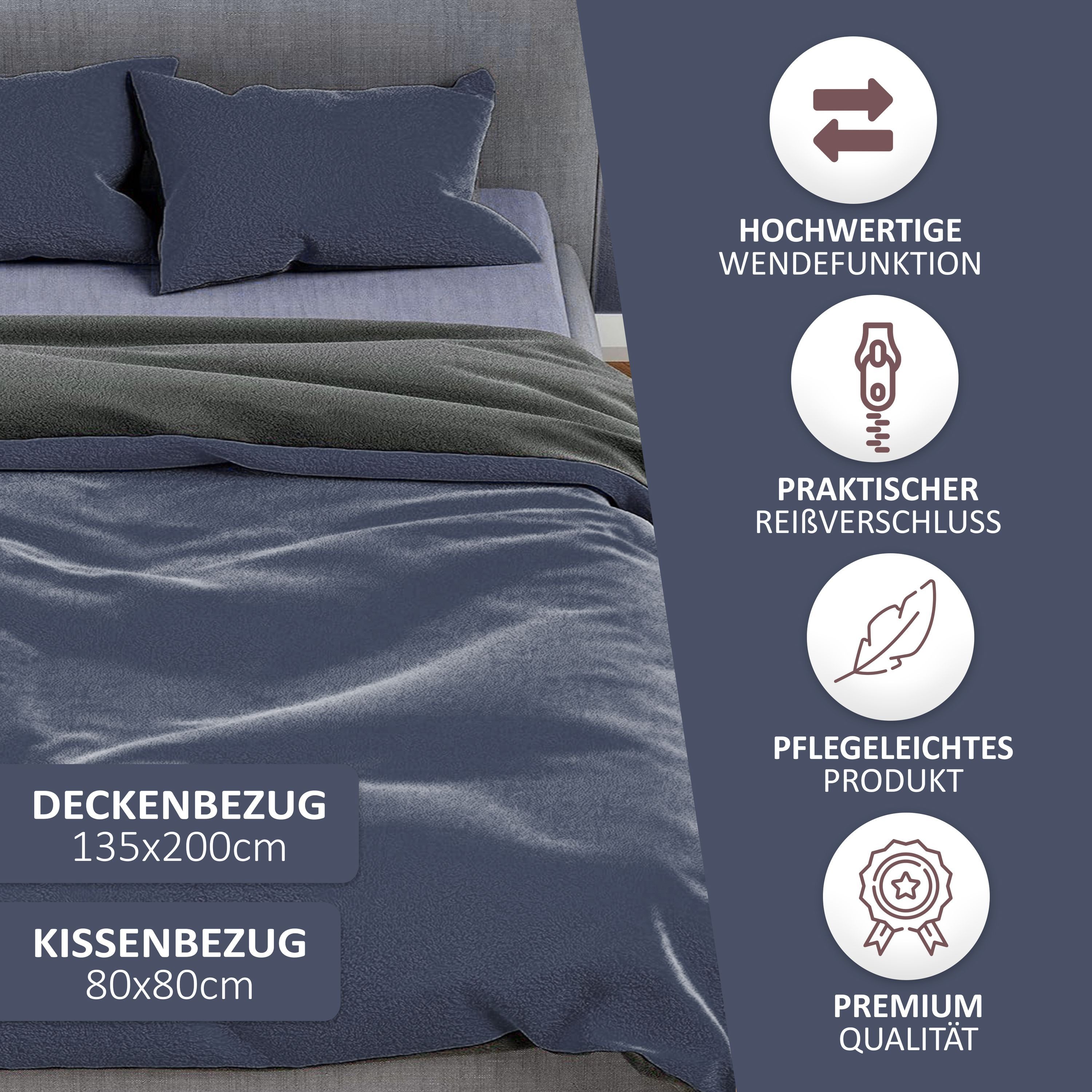 Leonado Vicenti Bettwäsche Winter Teddy Plüsch, Fleece, 2 teilig, Flauschig warmes Cashmere Touch, Einfarbig