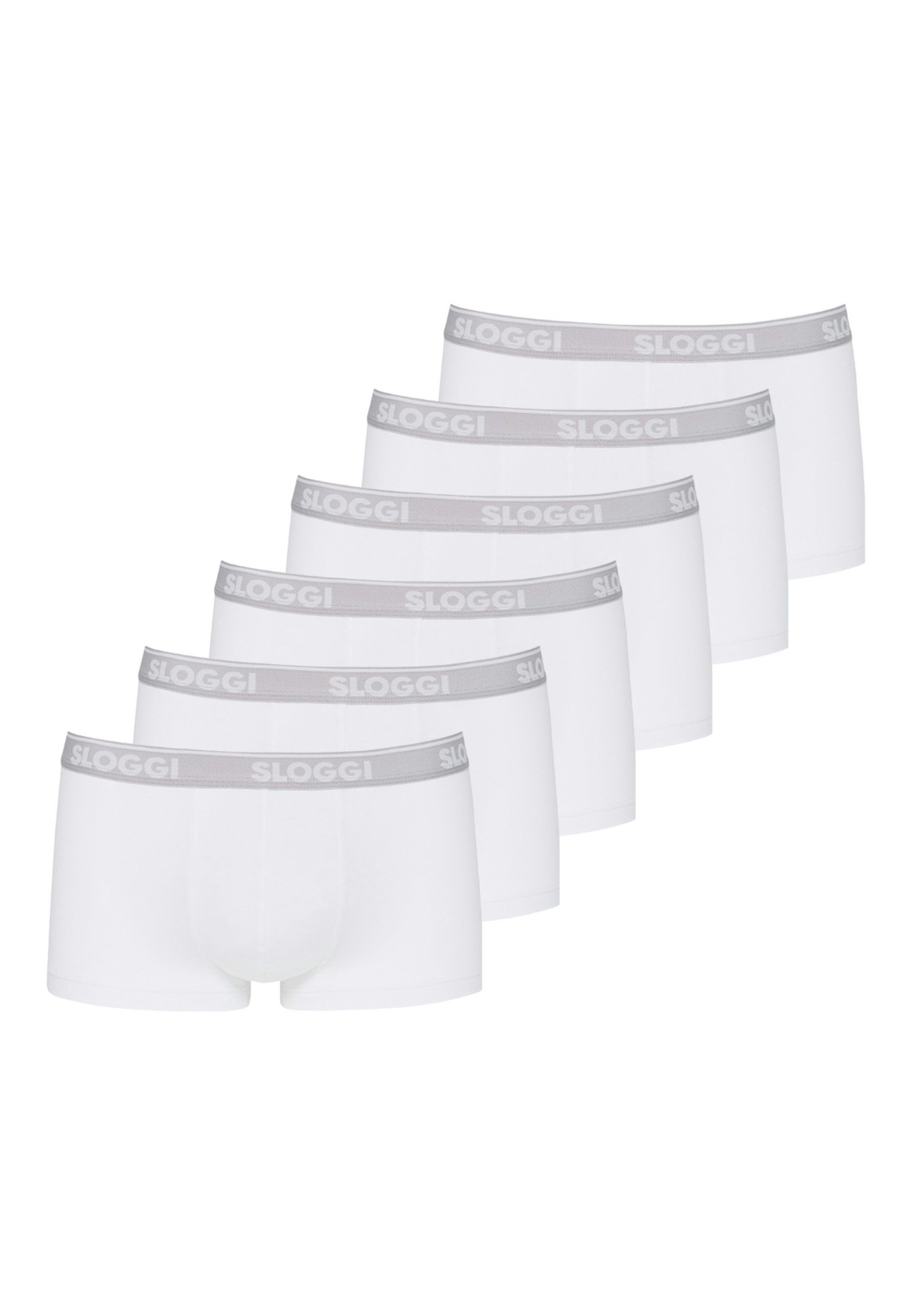Sloggi Retro Boxer 6er Pack Go ABC (Spar-Set, 6-St) Hipster / Pant - Baumwolle - Ohne Eingriff - Perfekte Passform Weiß