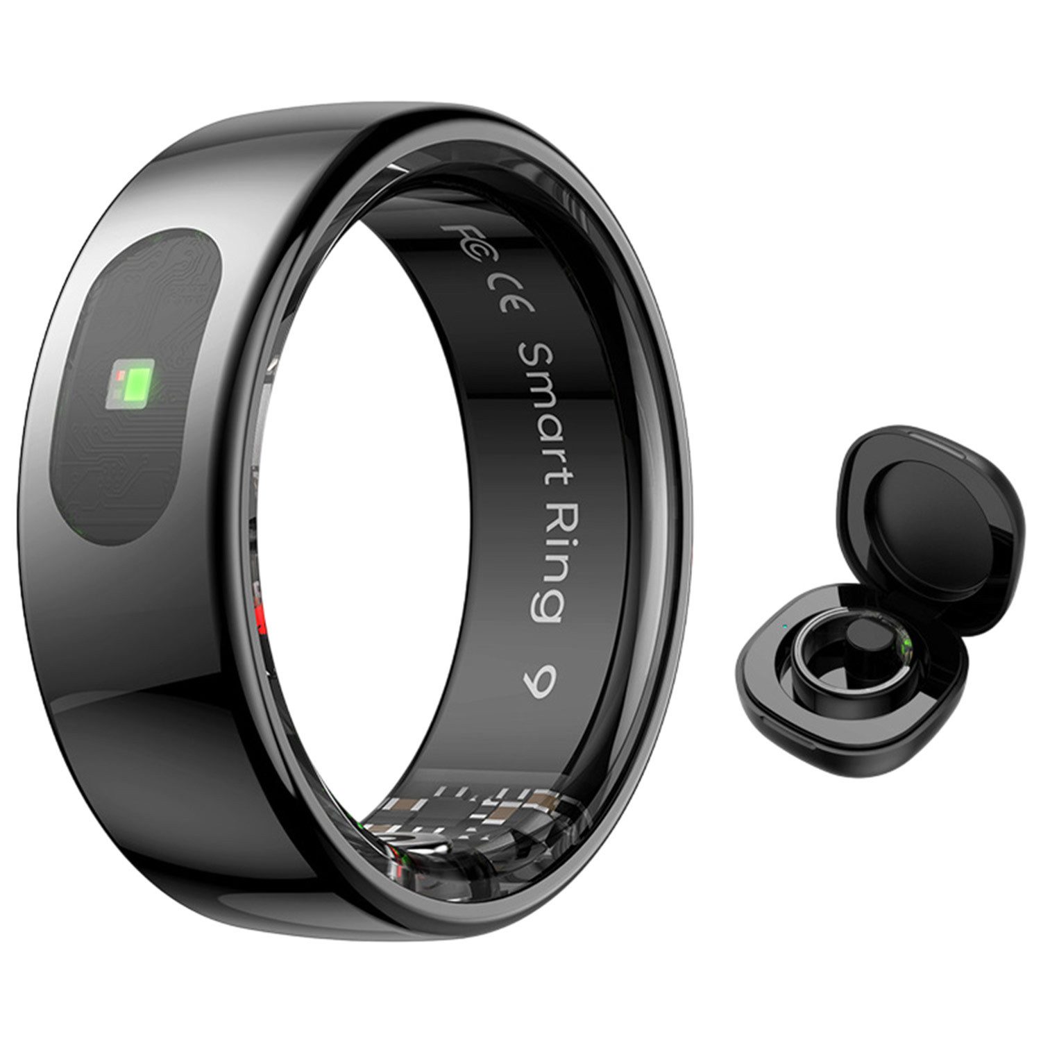 Refttenw Smart Ring Herren Damen Smartring Fitness Tracker Schlafmonitor, Mit Ladefach, 5ATM Wasserdichter Gesundheitsring