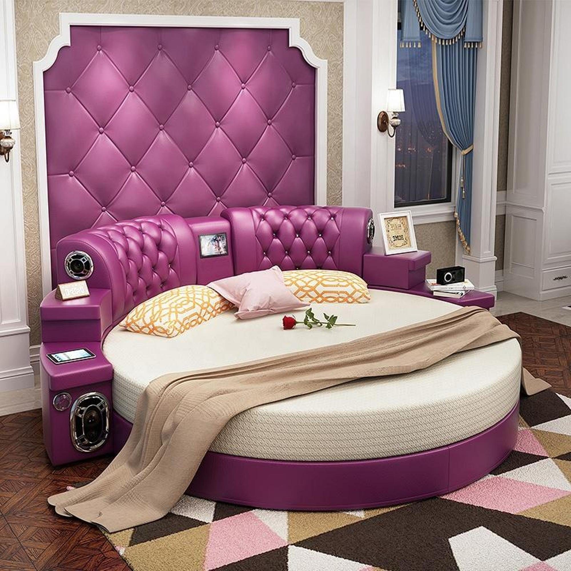 JVmoebel Rundbett Kingsize Polsterbett in rundem Design für multifunktionale Nutzung, Made in Europa
