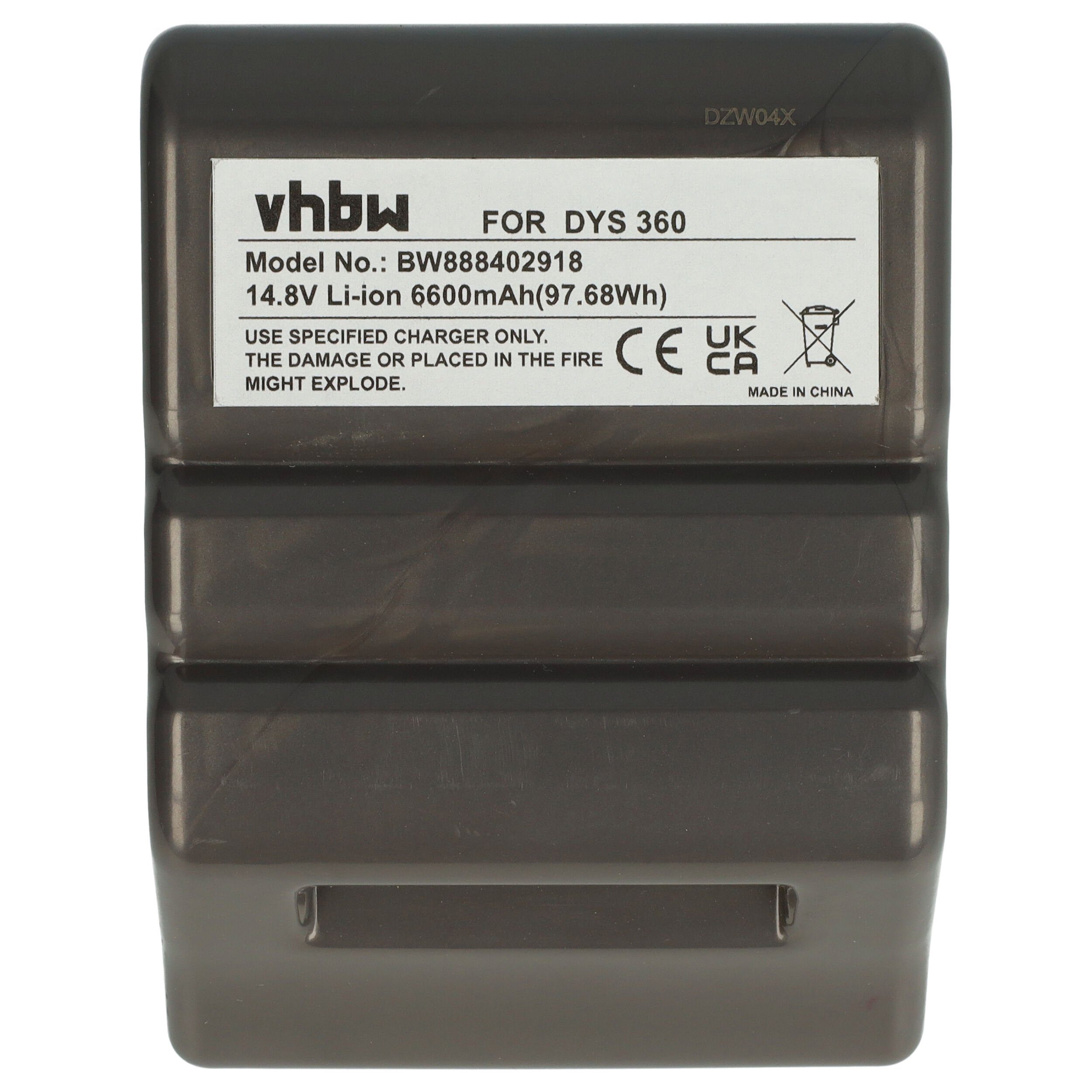 vhbw kompatibel mit 360 Eye (14,8 mAh RB01 Dyson V) Staubsauger-Akku Li-Ion 6600 360 Heurist