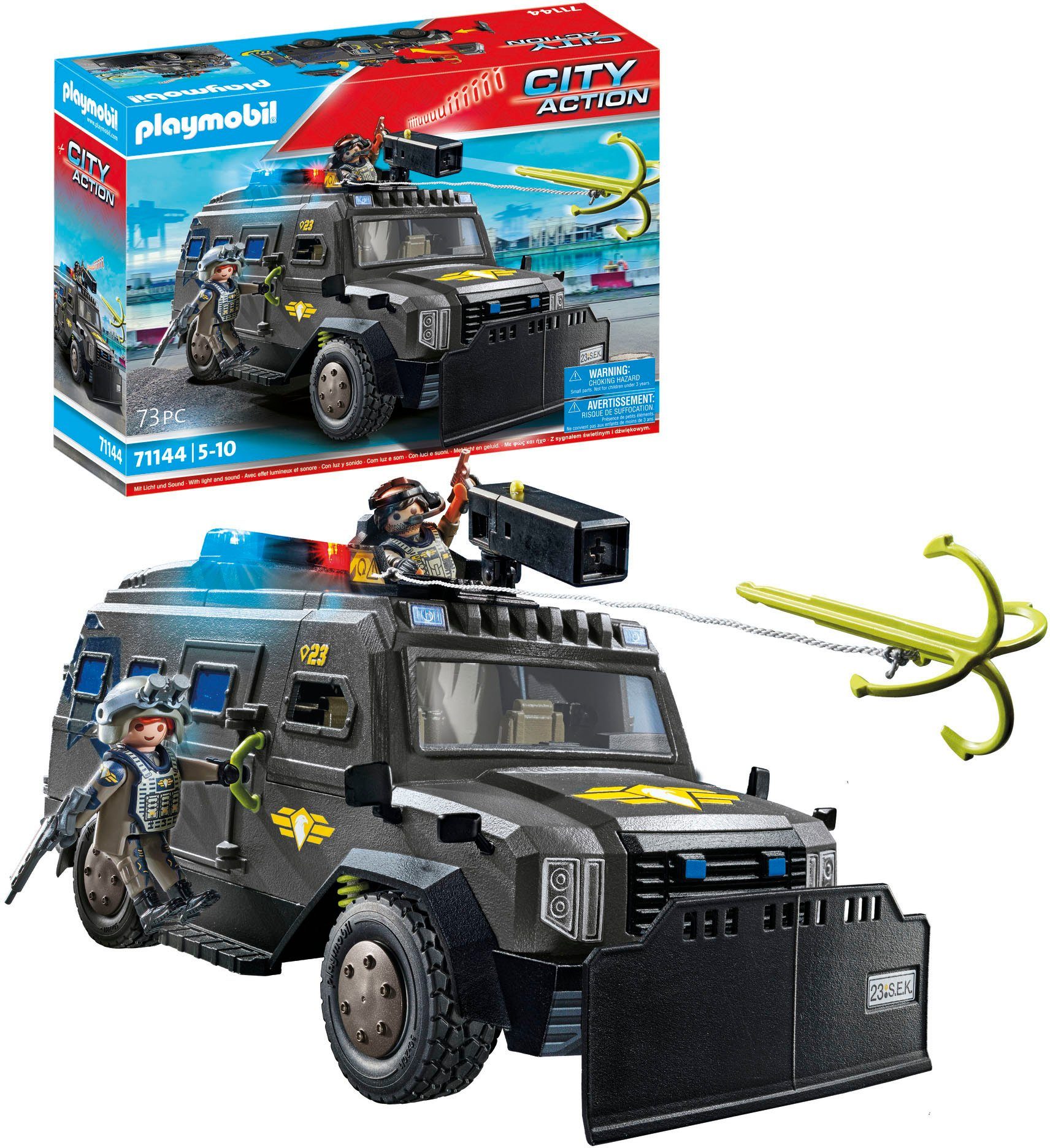 Playmobil® SWAT-Geländefahrzeug (71144), My Action Heroes Konstruktions-Spielset, (73 St), Made in Europe; mit Licht und Sound