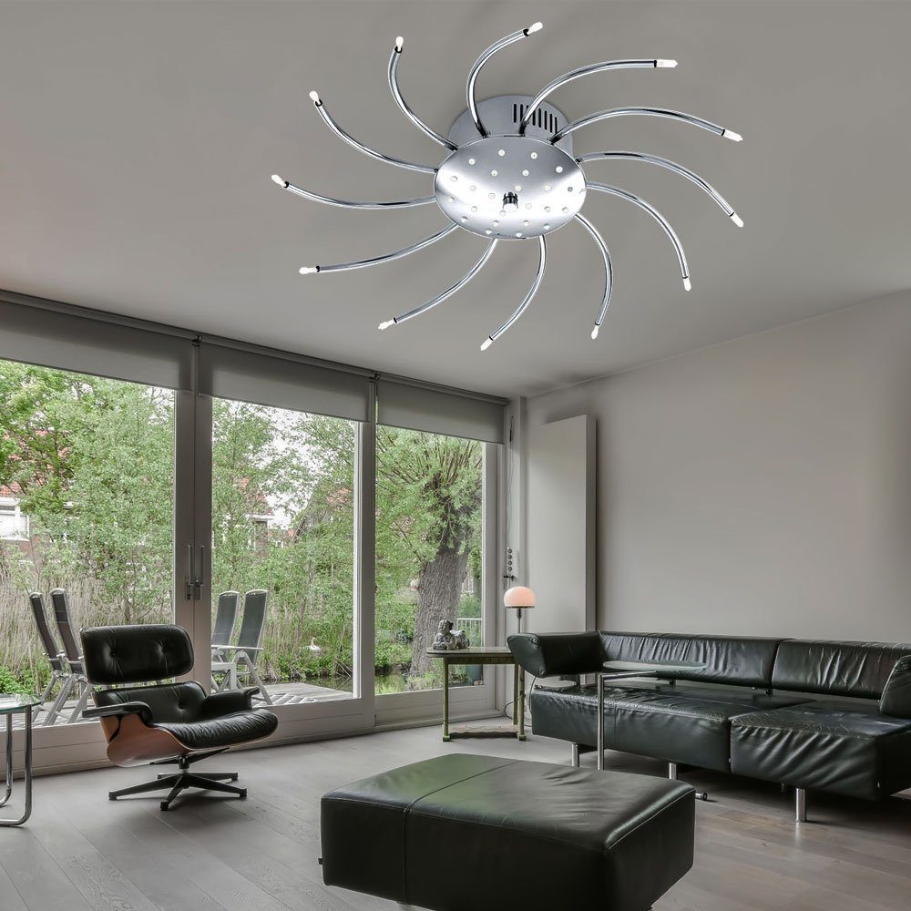 EGLO LED Deckenleuchte, Leuchtmittel inklusive, Design Decken Lampe silber Fernbedienung Stäbe gebogen Wohn Raum