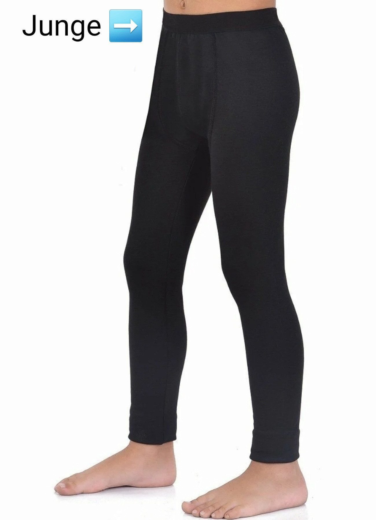 fashionshowcase Thermoleggings Kinder 2er Pack Unisex - lange Winter Unterhose gefüttert weich warm (2er-Pack) Wärmendes Fleece-Innenfutter, atmungsaktiv, hautf – Bild 5 von 5