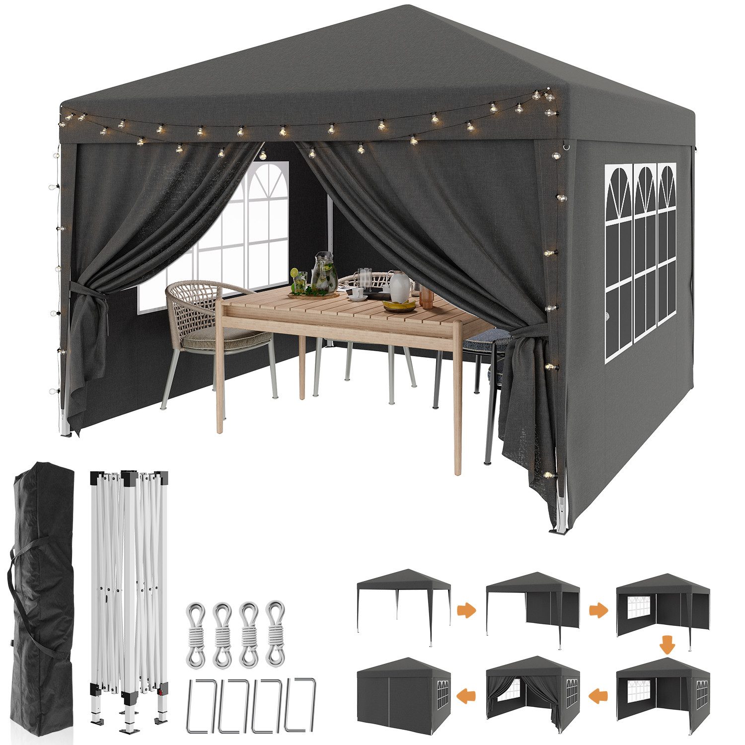 HOMALL Faltpavillon Faltbares Gartenzelt Gazebo 2*2/3*3 UV-Schutz 50+ Party günstig online kaufen