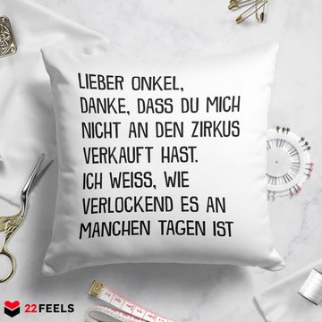 22Feels Dekokissen Bester Onkel Geschenk Geburtstag Weihnachten Männer von Nichte Neffe, Deko mit Persönlichkeit