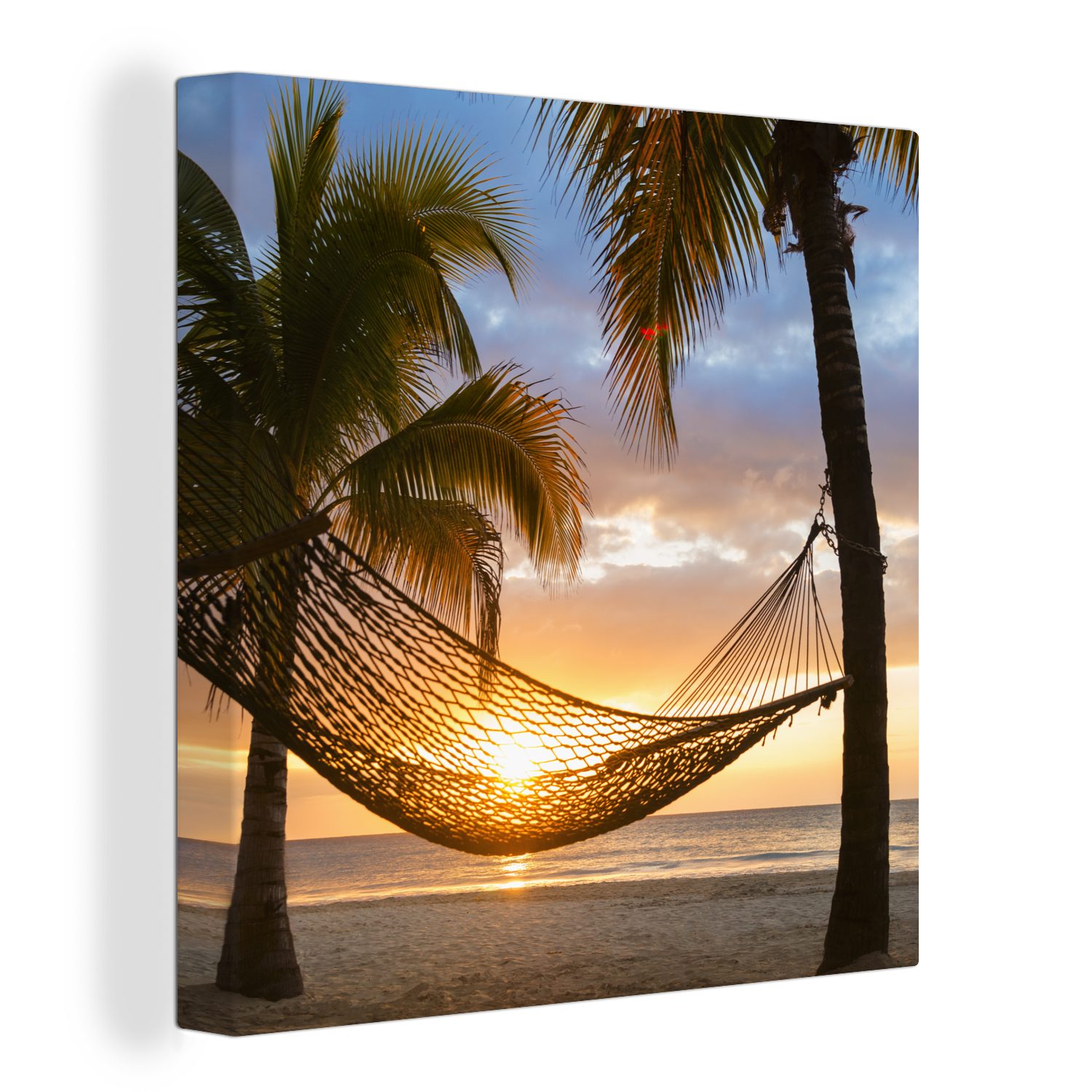 St), (1 OneMillionCanvasses® Bilder Leinwandbild für am Schlafzimmer Karibikstrand, Wohnzimmer Hängematte Leinwand
