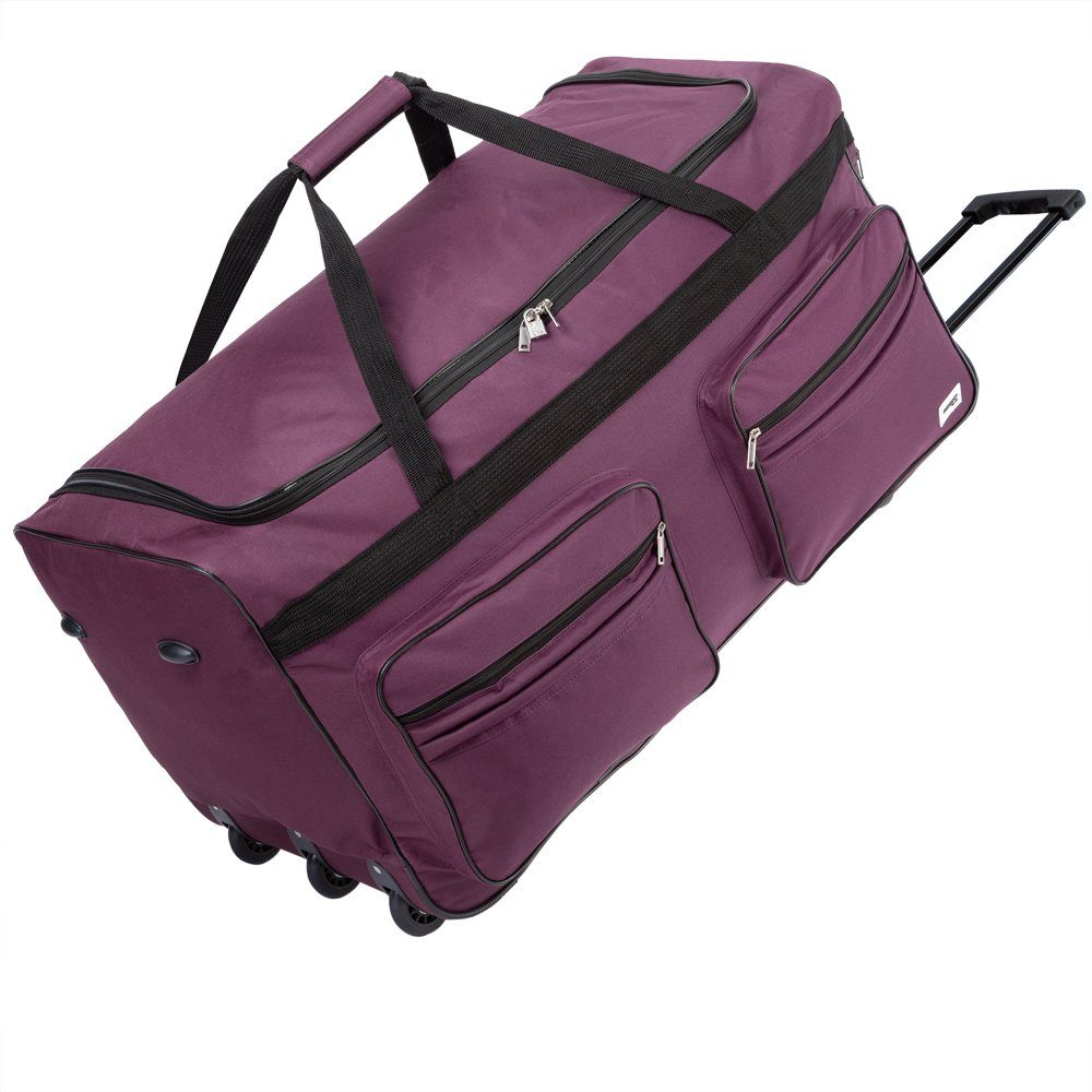 monzana Reisetasche, mit Rollen 160L Trolley Teleskopgriff Violett Groß XXL günstig online kaufen