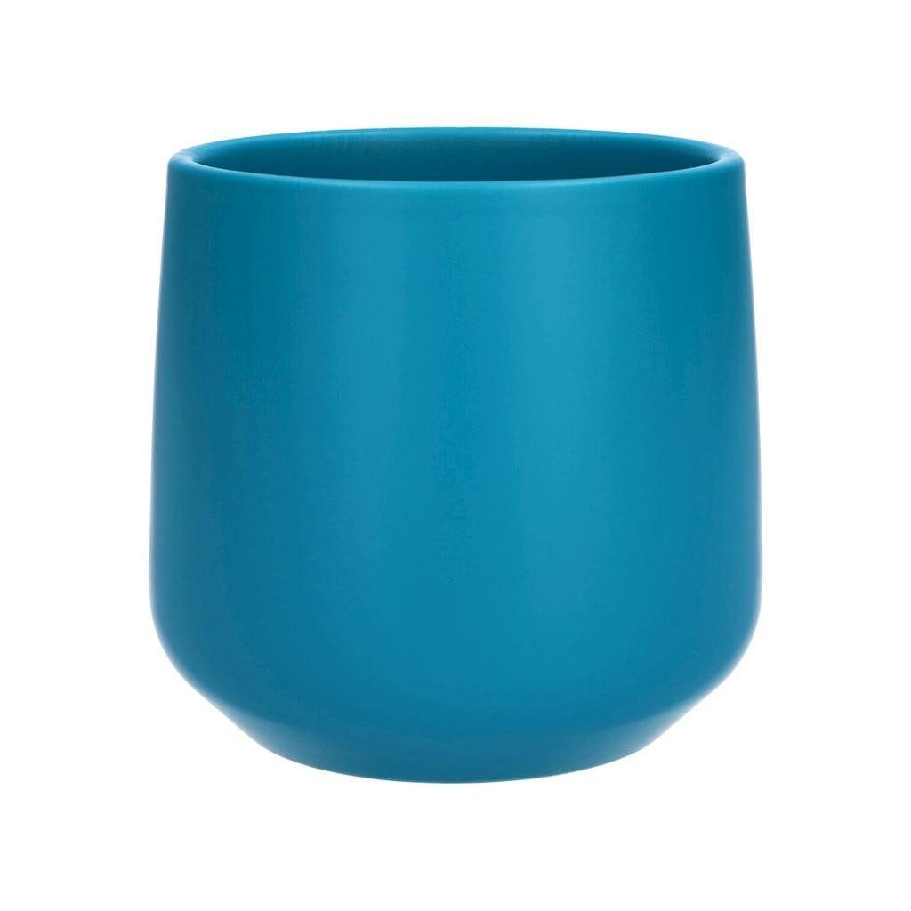 INNA-Glas Blumentopf Übertopf ZIOKA aus Keramik, matt-türkis, 13,5 cm, Ø 14,5 cm