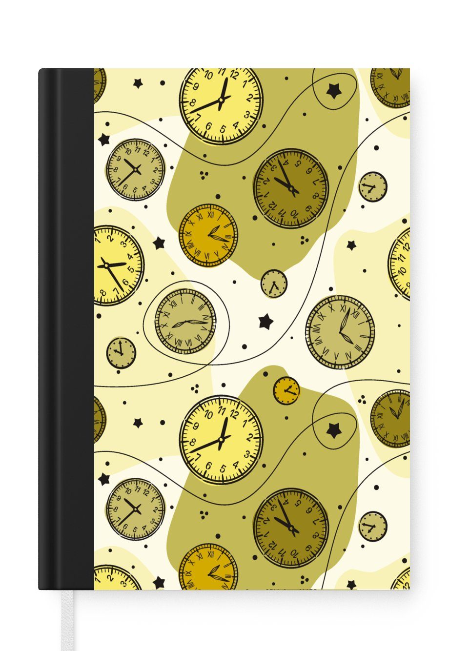 MuchoWow Notizbuch Retro - Uhr - Muster - Polka dots, Journal, Merkzettel, Tagebuch, Notizheft, A5, 98 Seiten, Haushaltsbuch