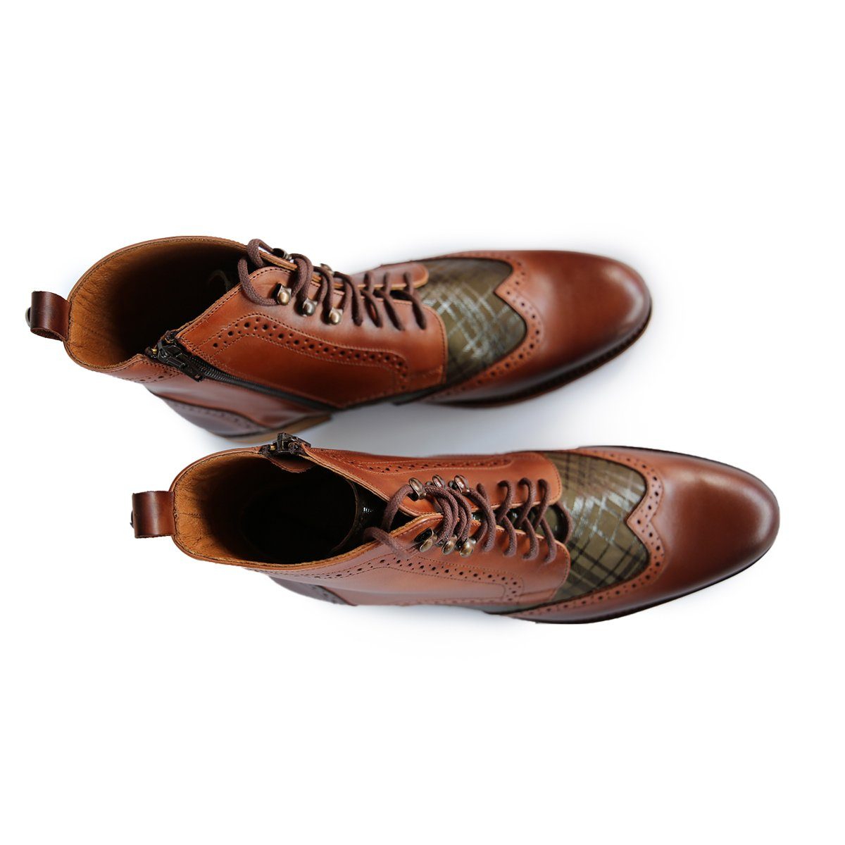 Stacy Adams Herren Stiefel 'Finnegan' – Wingtip-Design, Gemischte Materialien, Gestapelte Ferse