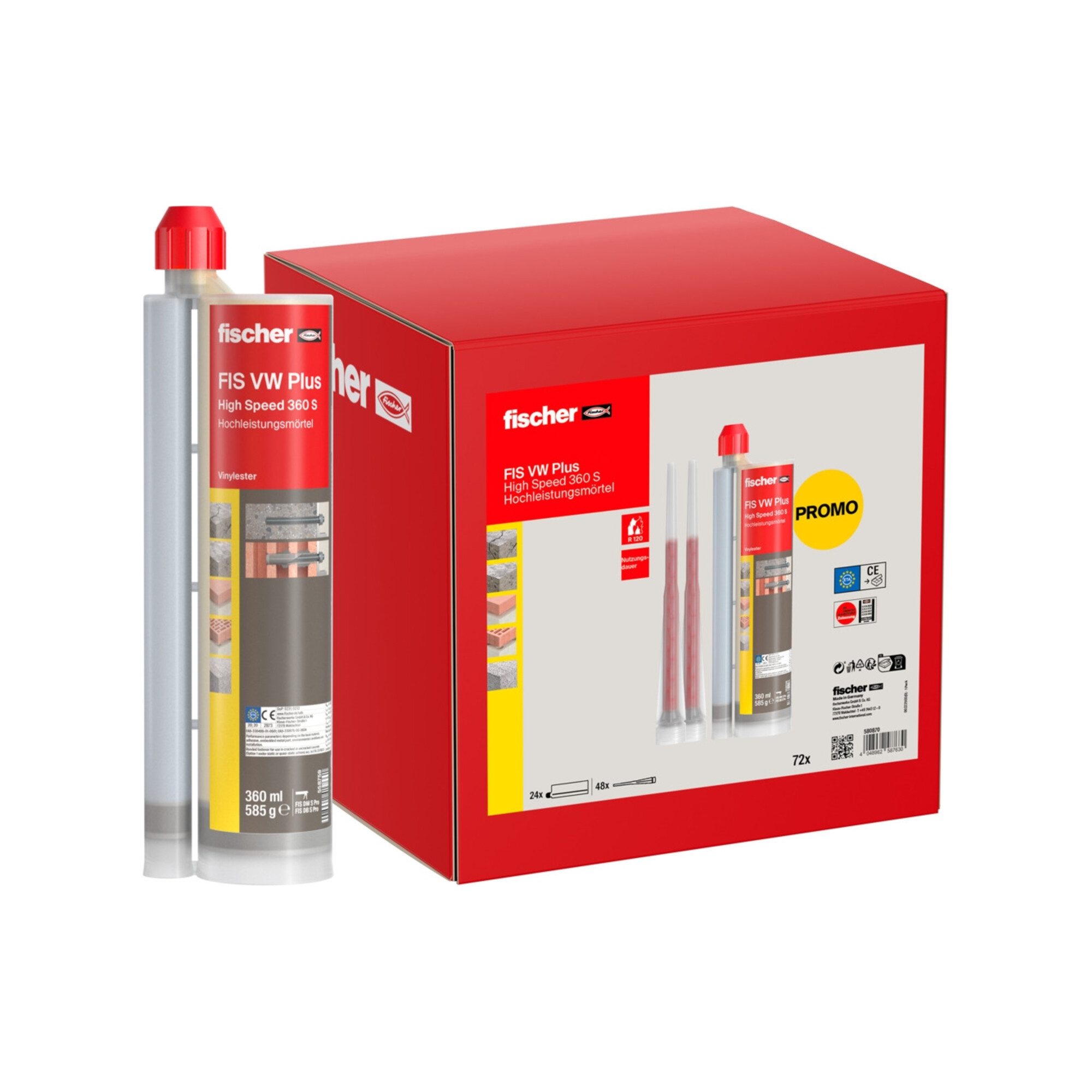 fischer Dübel-Set fischer Montagemörtel FIS VW Plus 360ml S UMK (24 Stück im Karton)