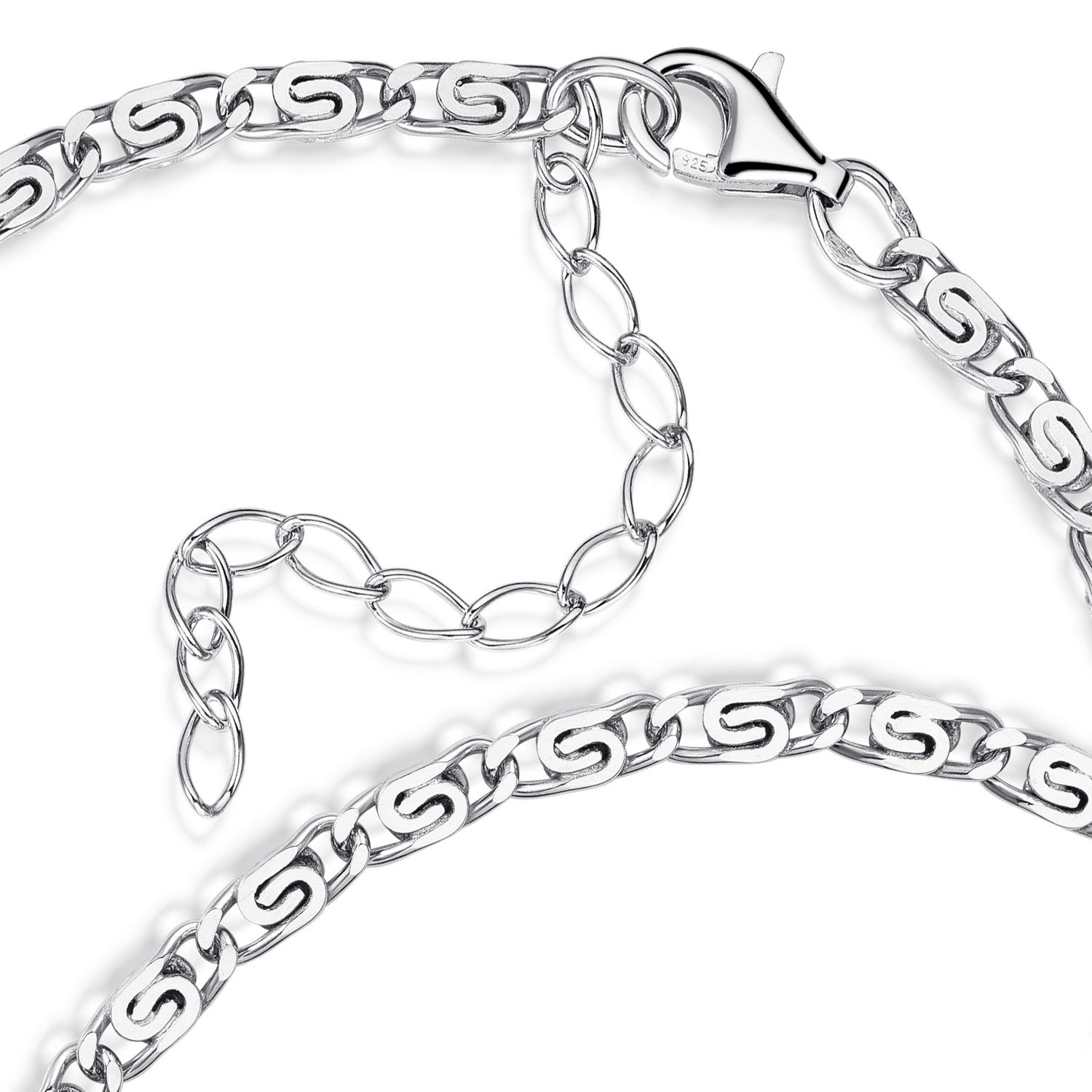 Materia Silberarmband Damen Herren S-Panzerkette 18-23cm SA-26, 925 Sterling Silber