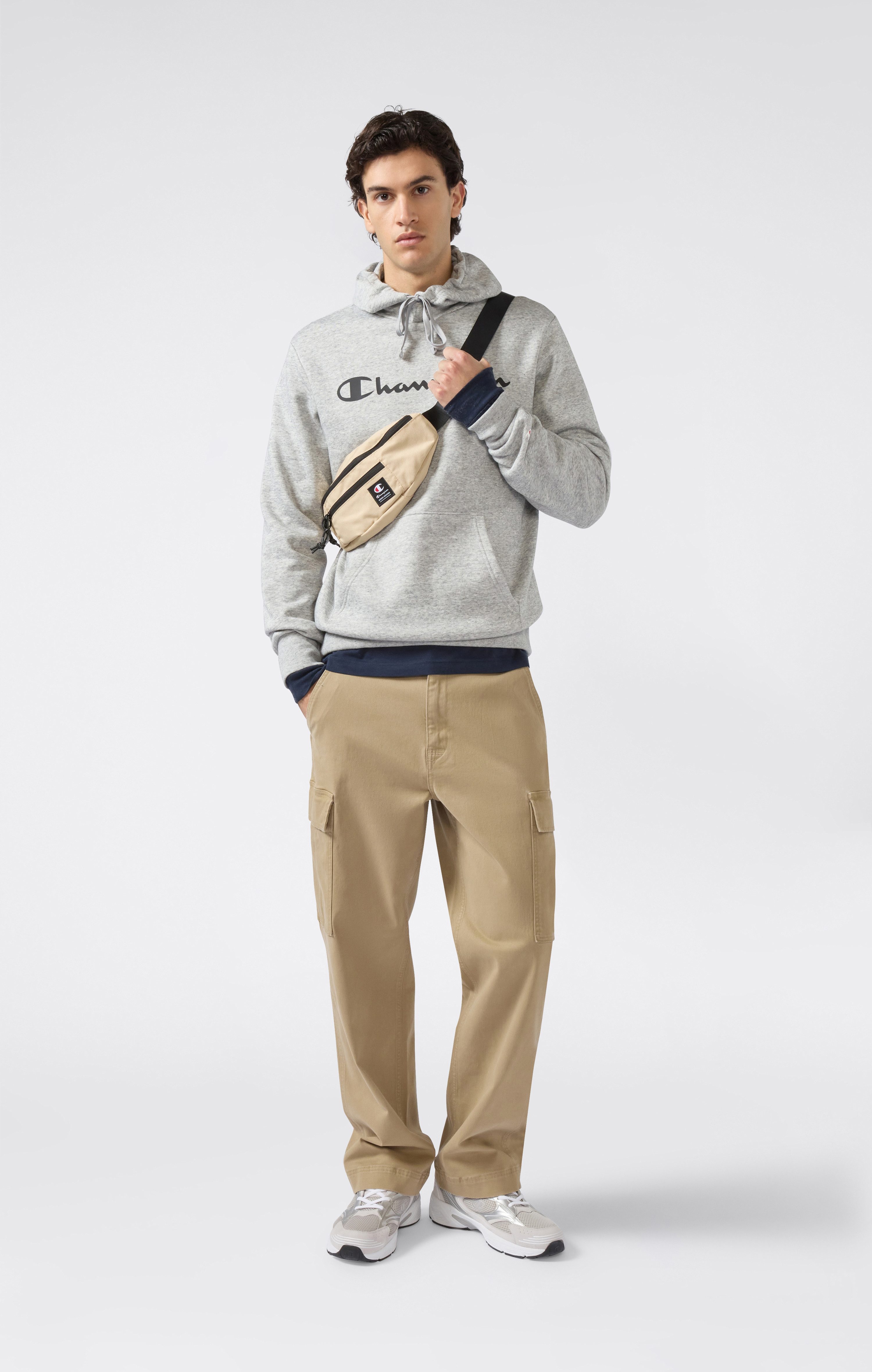 Champion Kapuzensweatshirt BASICS Fleece Hoodie Large Logo Kapuzensweatshirt, Langarm, aus Baumwolle und Polyester