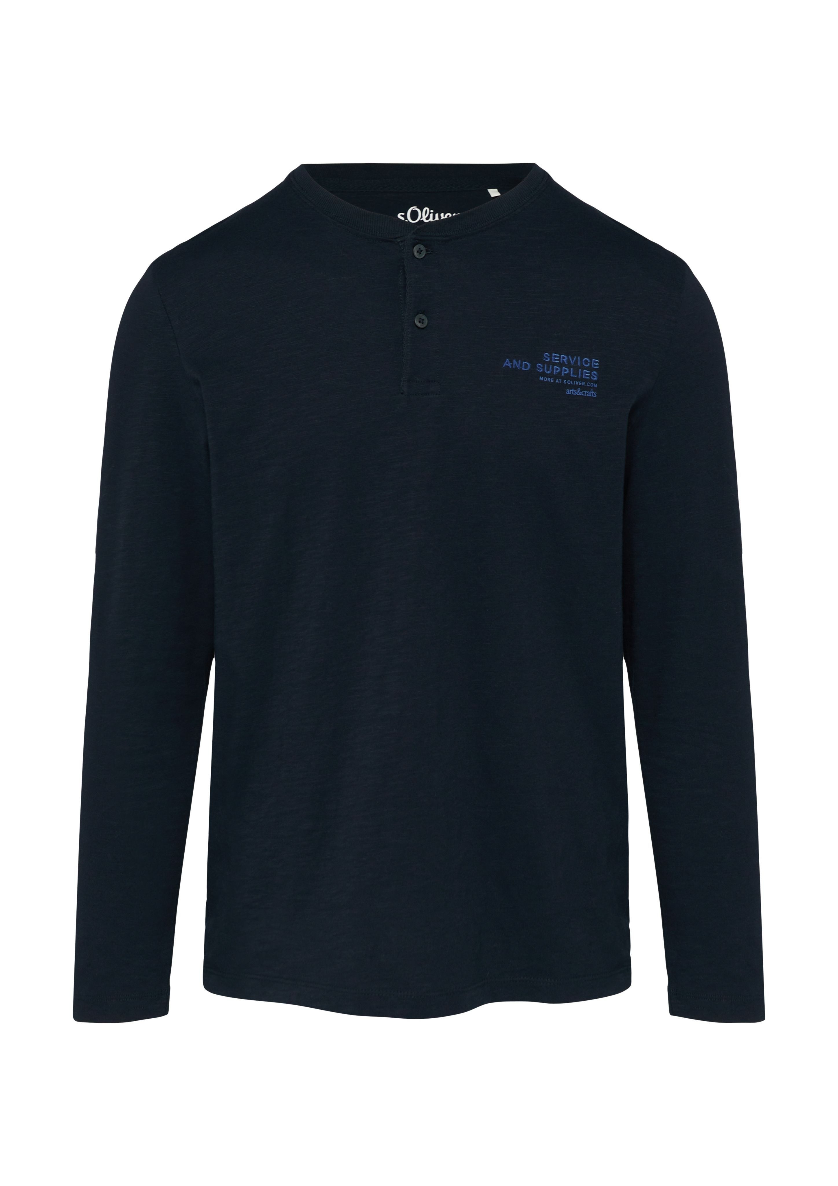 s.Oliver Langarmshirt Henley-Shirt mit Flammgarnstruktur und günstig online kaufen