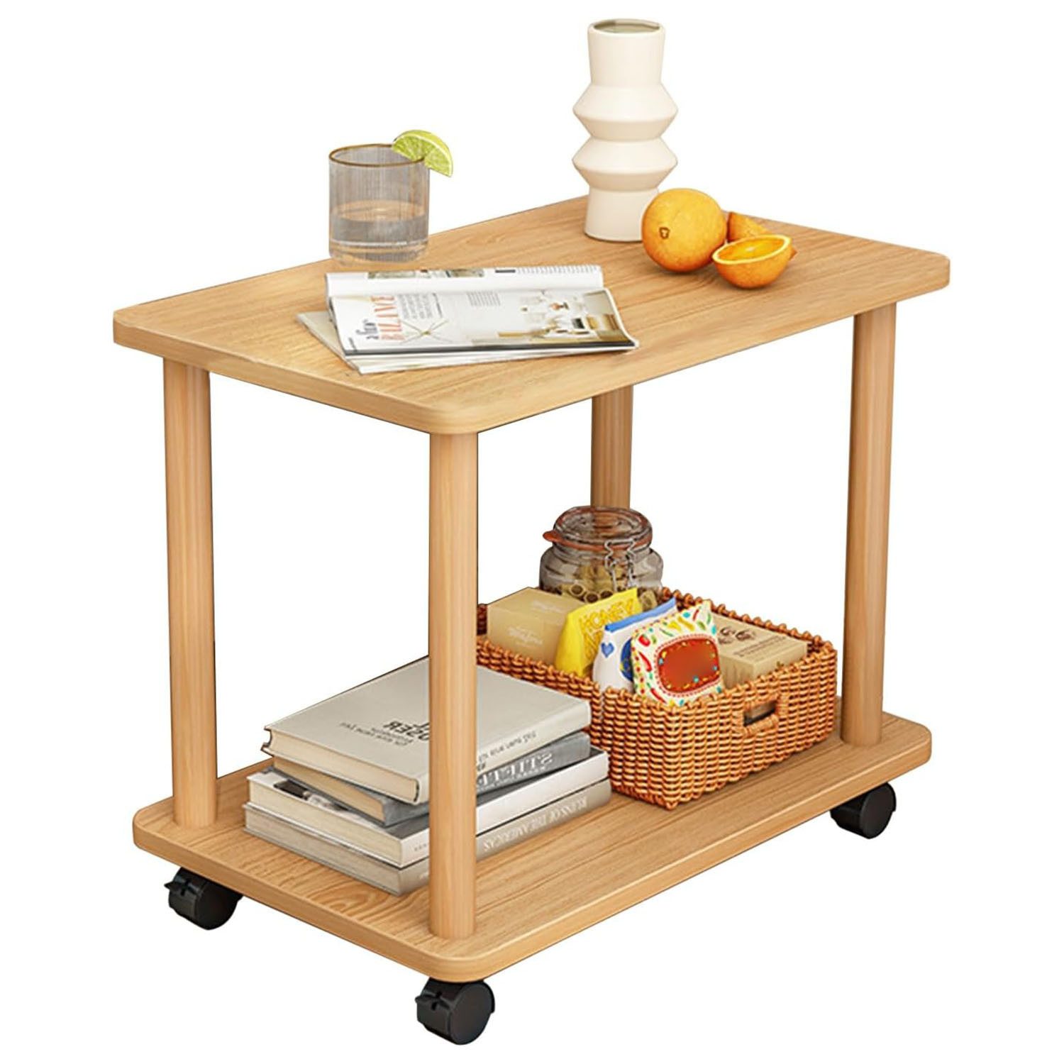 SURFOU Beistelltisch Holz Schmaler Nachttisch mit 2 Ebenen (für Wohnzimmer günstig online kaufen