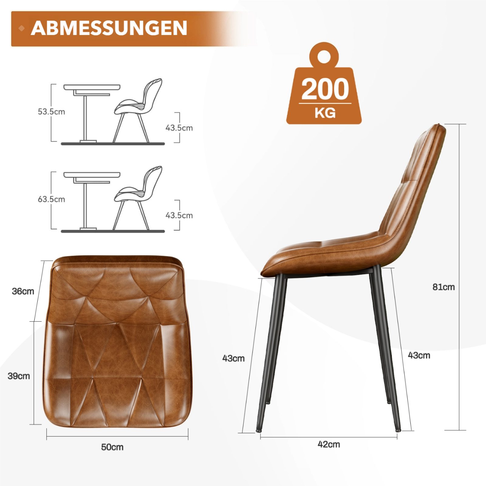 TLGREEN Esszimmerstuhl 2/4-er Küchenstuhl, PU Polsterstuhl günstig online kaufen
