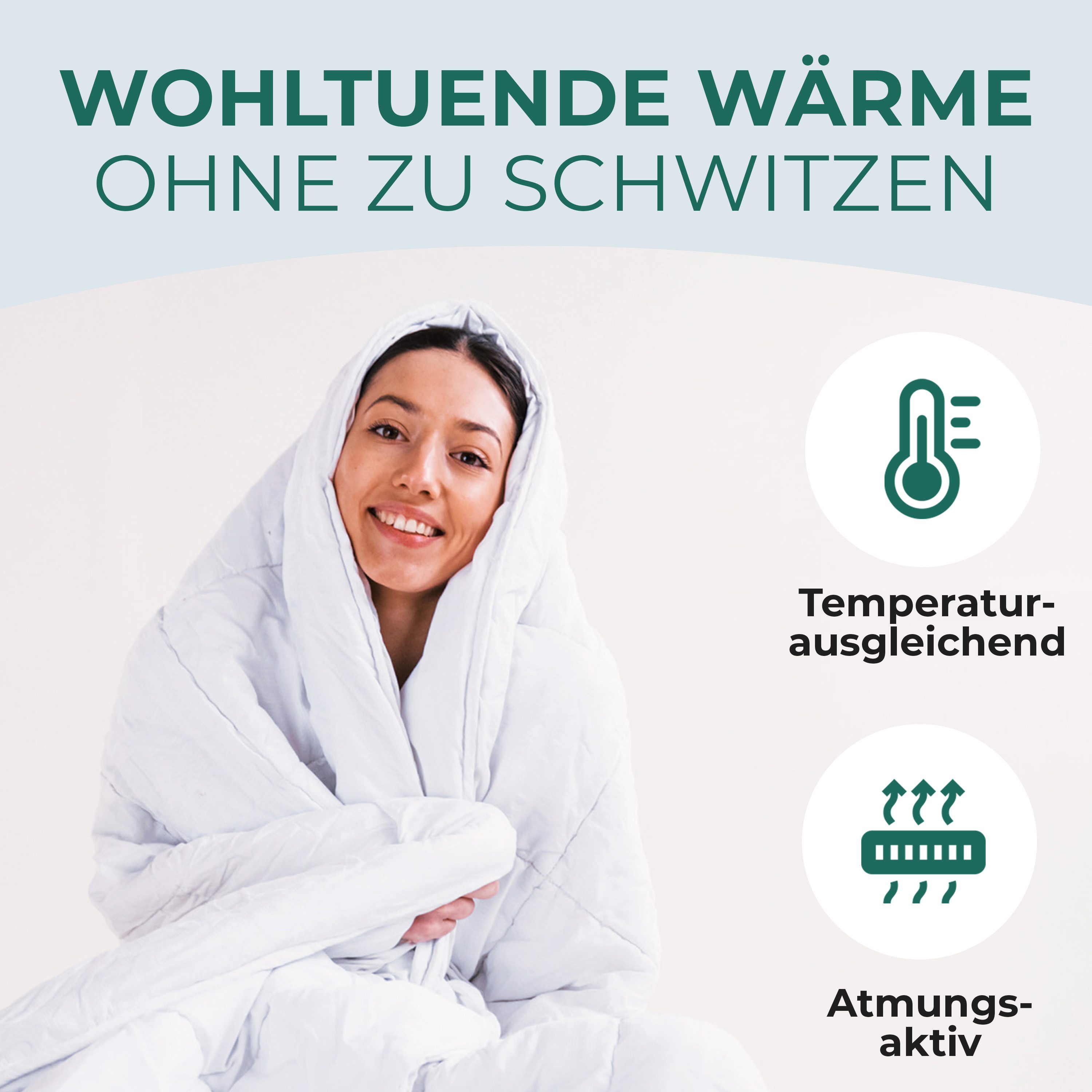 KNERST Microfaserbettdecke Allergiker Bettdecke Atmungsaktiv Klimafaser Steppdecke, Füllung: Klimafaser-Polyesterfüllung, Bezug: Polyester, Ganzjahresdecke 135x – Bild 5 von 5