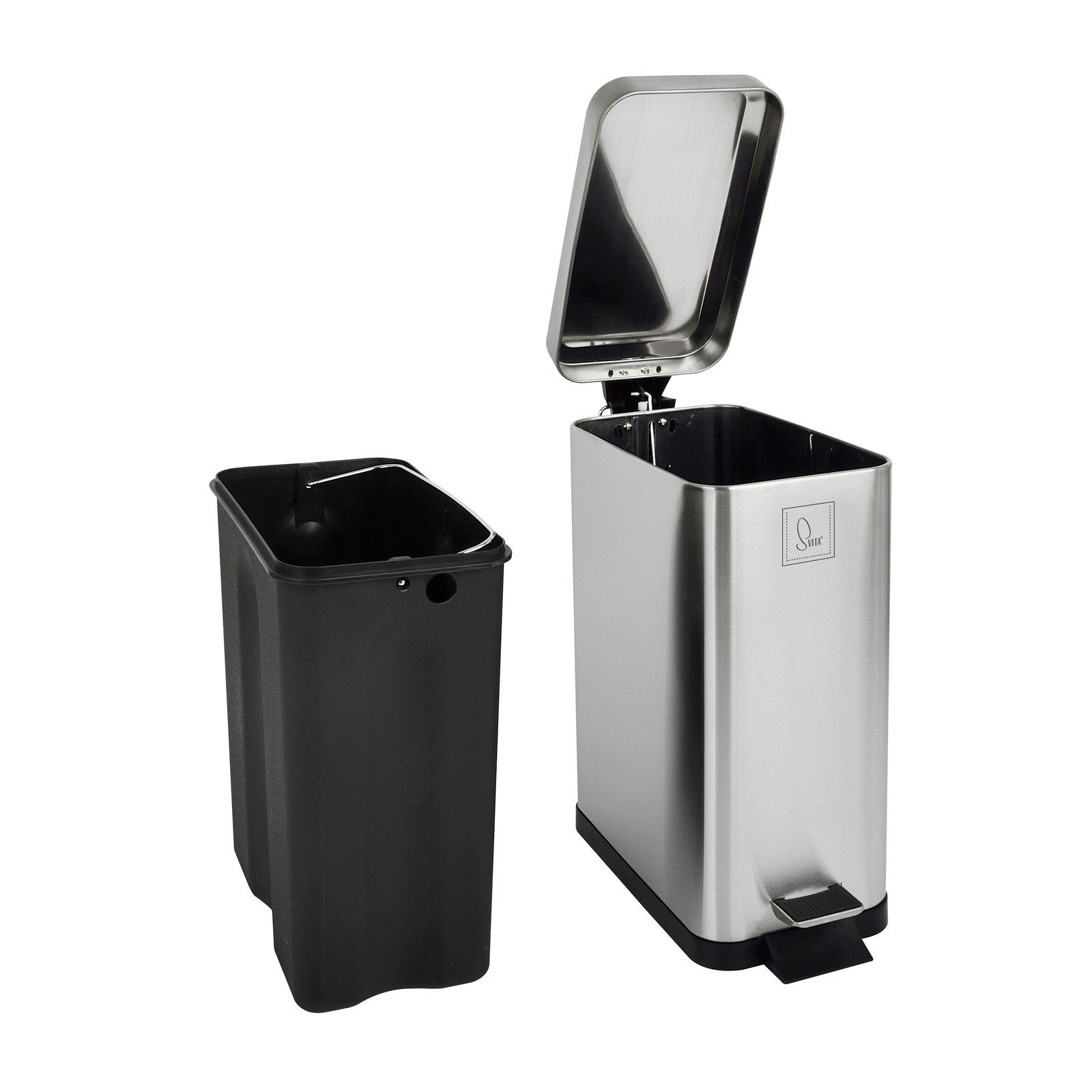SVITA Mülleimer STM10, Treteimer, Softclose-Funktion, 18L, Edelstahl, Silber