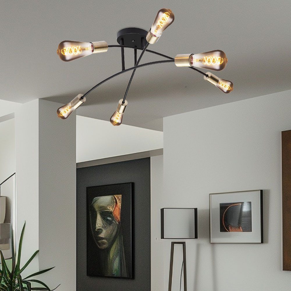 etc-shop Deckenleuchte, Leuchtmittel nicht inklusive, Design Decken Lampe Wohn Ess Zimmer Beleuchtung Messing antik Leuchte