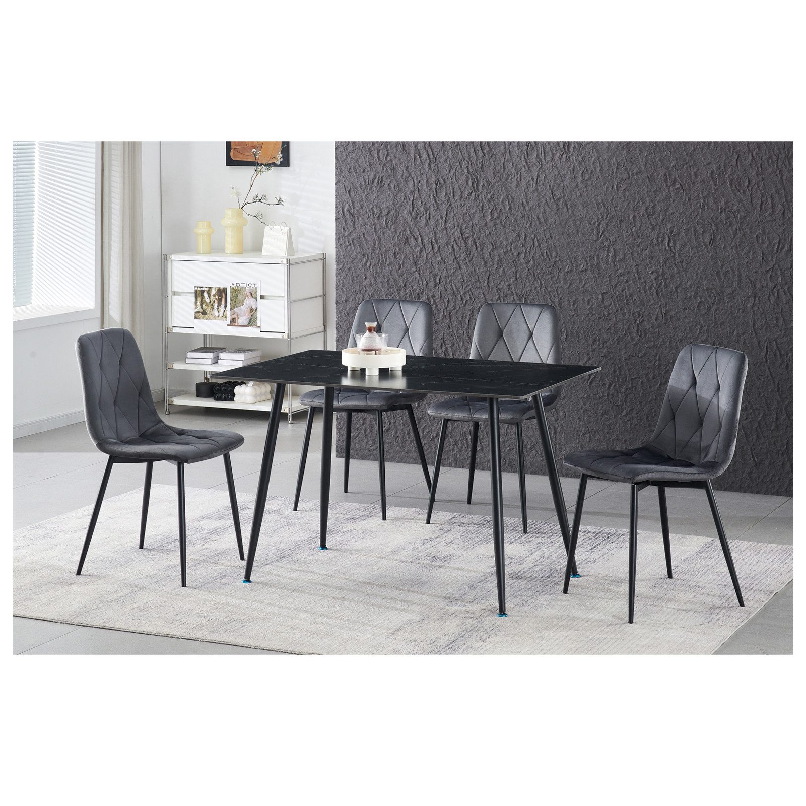 HTI-Living Esszimmerstuhl Stuhl Mesa Eco 2er-Set Velvet Grau (Set, 2 St), E günstig online kaufen