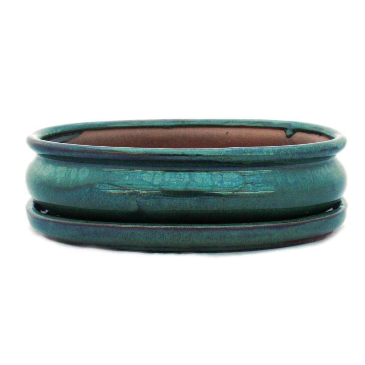 Exotenherz Pflanzschale Bonsai-Schale mit Unterteller Gr. 3 - Grün oval - M günstig online kaufen