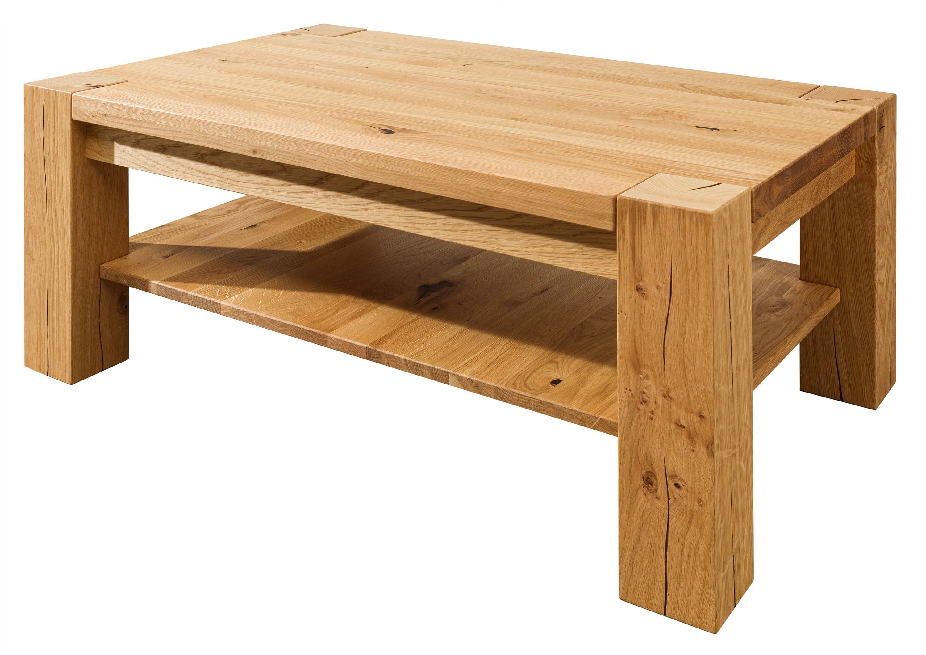Massivmoebel24 Couchtisch KENT#115 (Massivholz, Massivholztisch), Wildeiche 110x70x45 natur geölt KENT #115