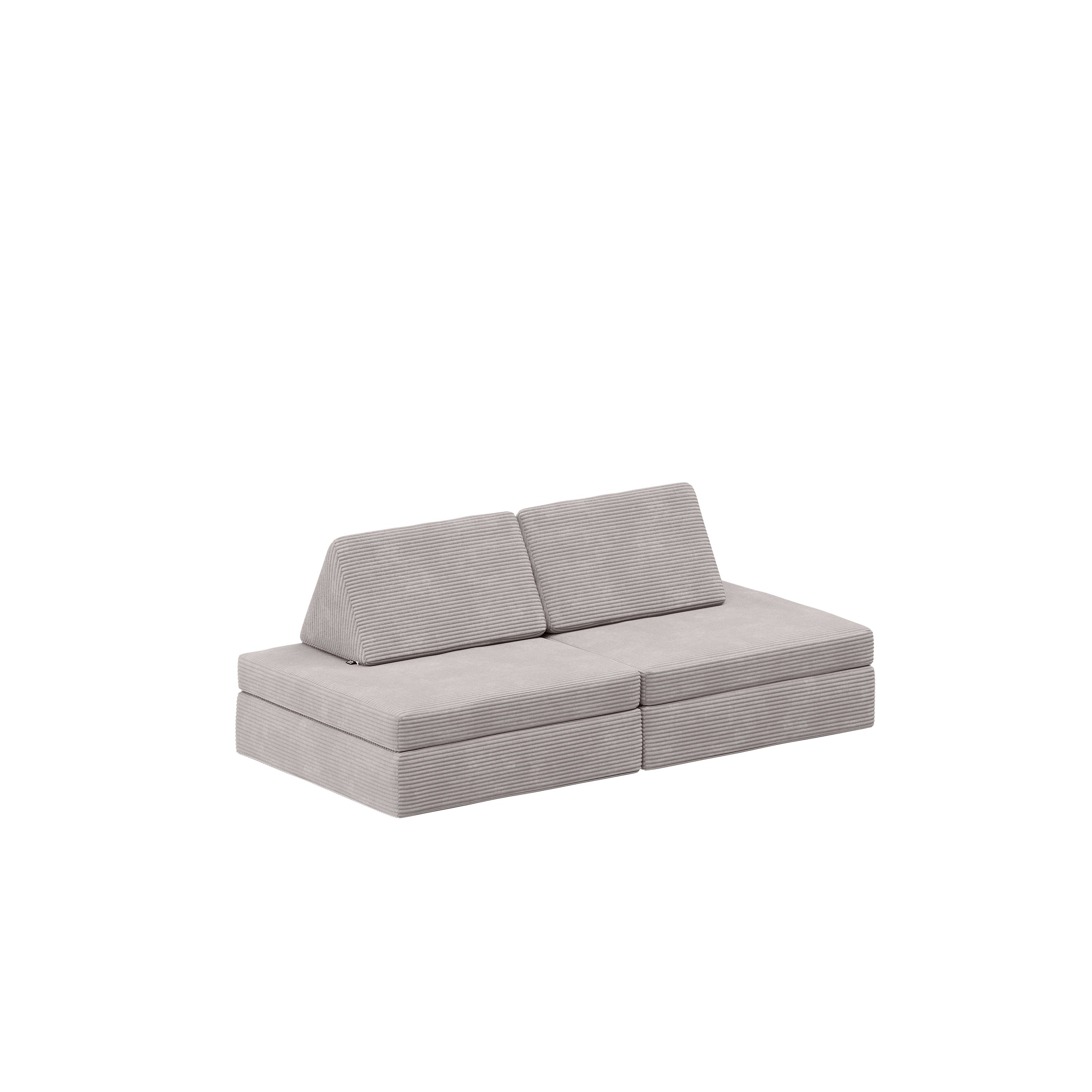 Bellabino Kindersofa Nile aus Schaumstoff Teilen, modulare Kinderspielcouch aus Cord, Grau, Mini-Variante für Kleinkinder, Cordbezug abnehmbar & waschbar, 130x48x65cm, Oeko-Tex zertifiziert