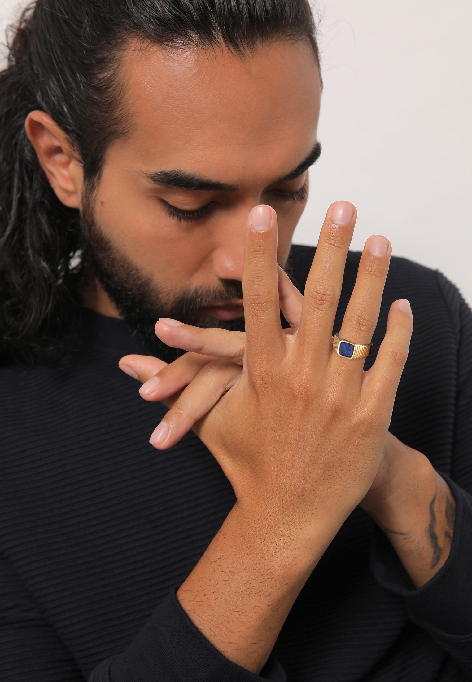 Kuzzoi Siegelring Herren Siegelring Sodalith Quadrat 925 Silber