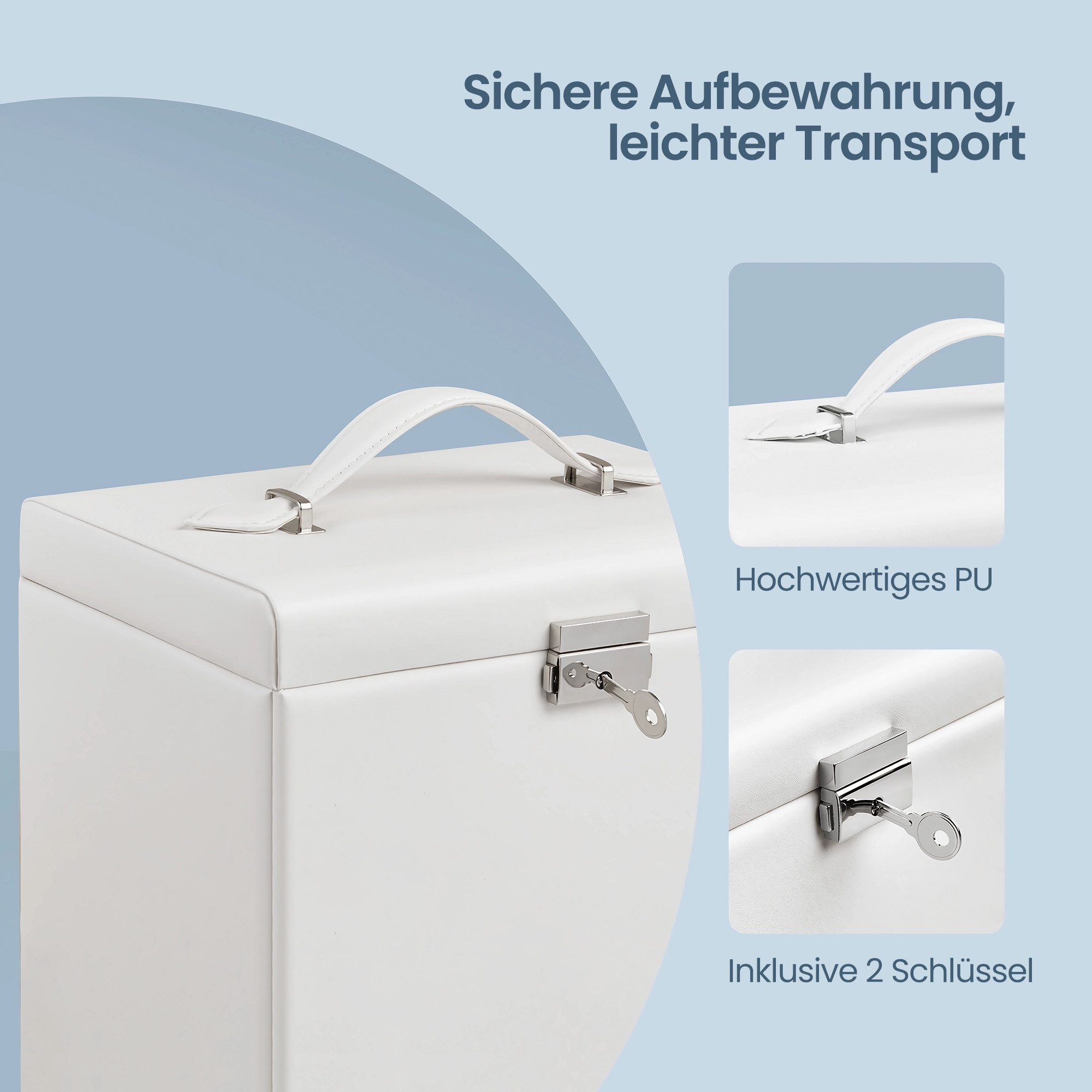 SONGMICS Schmuckkasten Schmuckkästchen Schmuckkasten mit Griff, 4 Ebenen, mit Spiegel, Schloss, Schmuckschatulle, Schmuckaufbewahrung – Bild 4 von 5